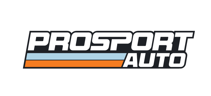 ProSport Auto logo with black background and blue, orange, and white accents.