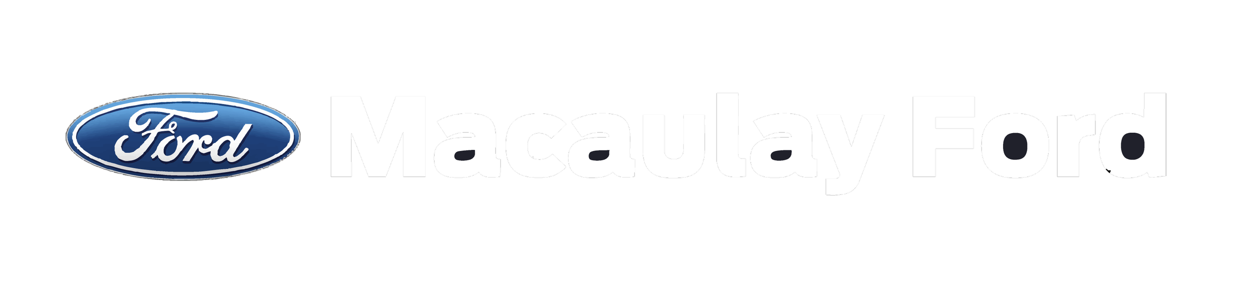 Ford logo with the words Macaulay Ford in white text on a black background.