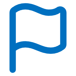 A graphic of a waving flag in blue and black.