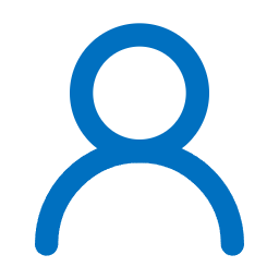 Blue user profile icon with a person silhouette