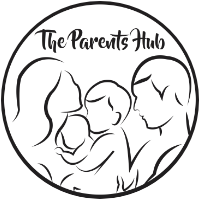 Logo featuring a line drawing of a family with two parents and two children, with the text "The Parent's Hub" above.