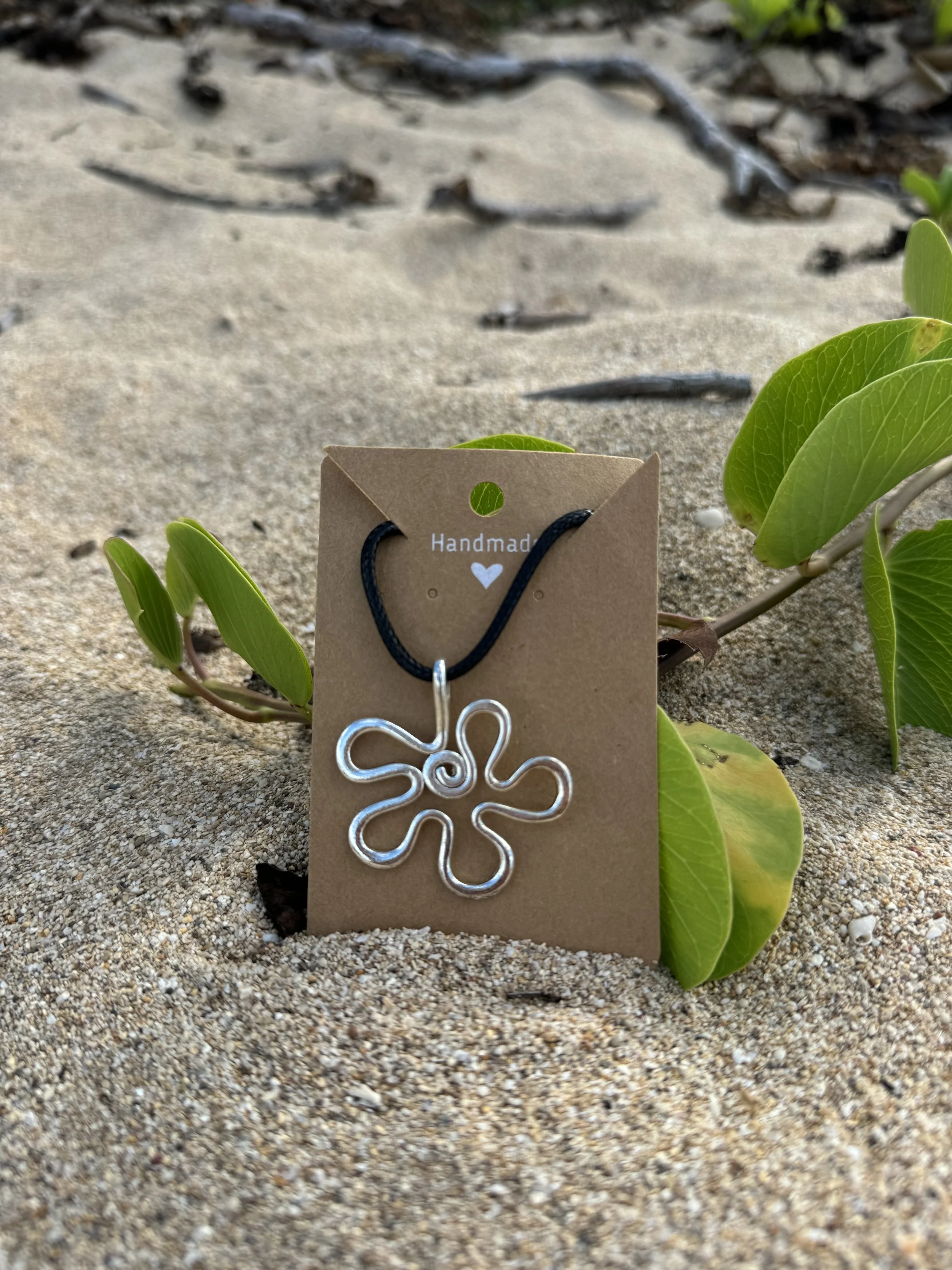 Silver Wire Flower Pendant