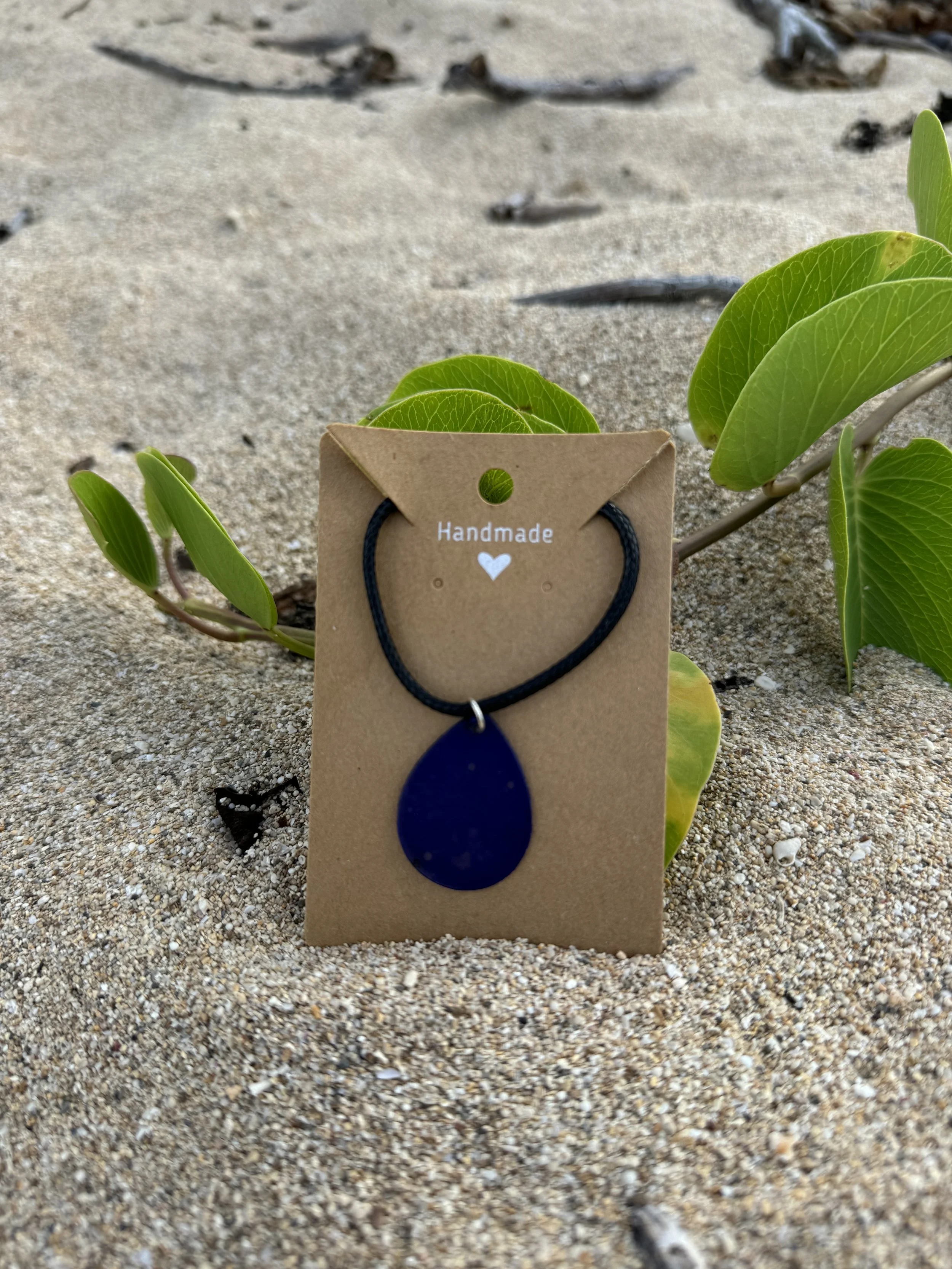 Oahu Navy Sea Glass Pendent