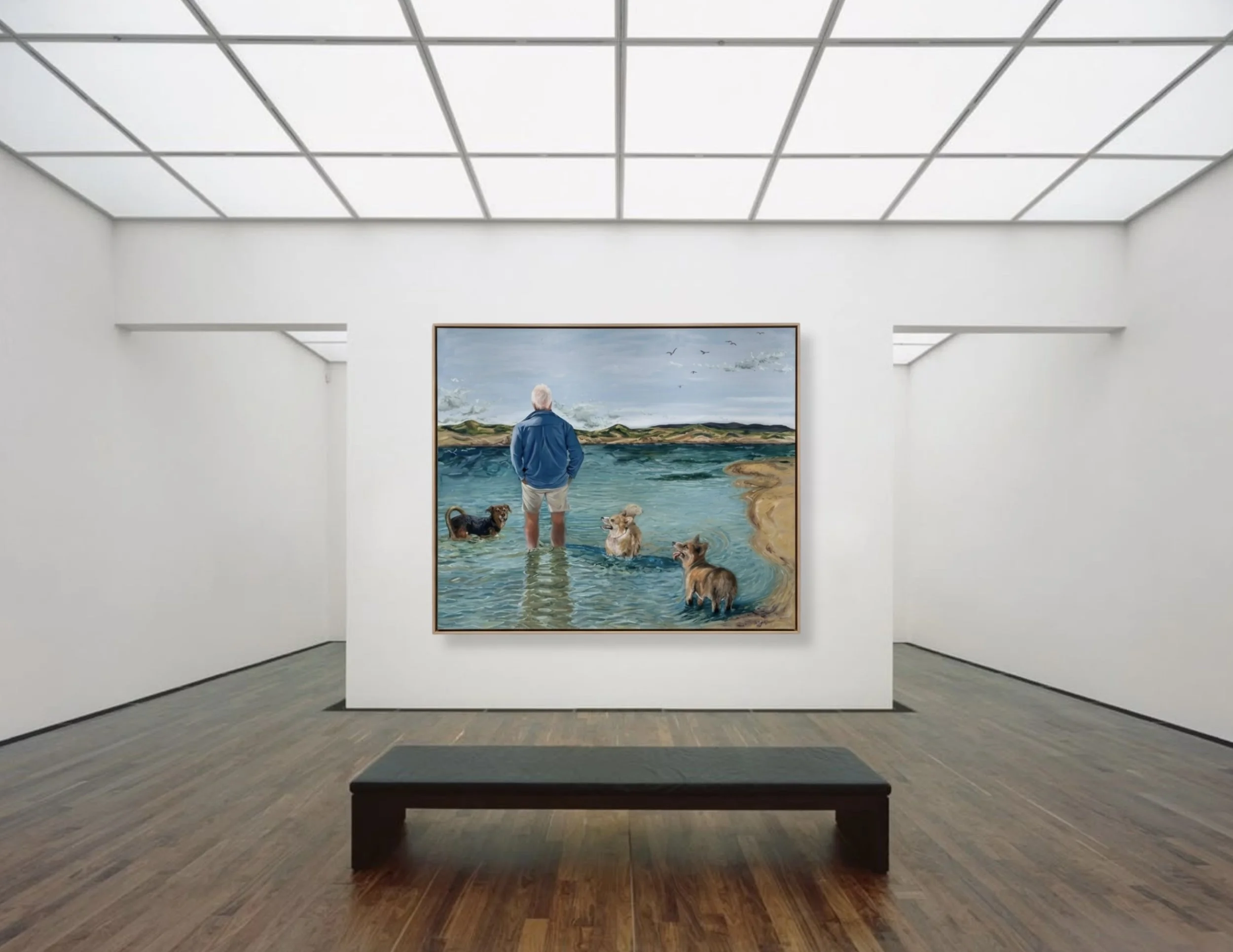 Custom 1.5m painting, reimagined on gallery wall.