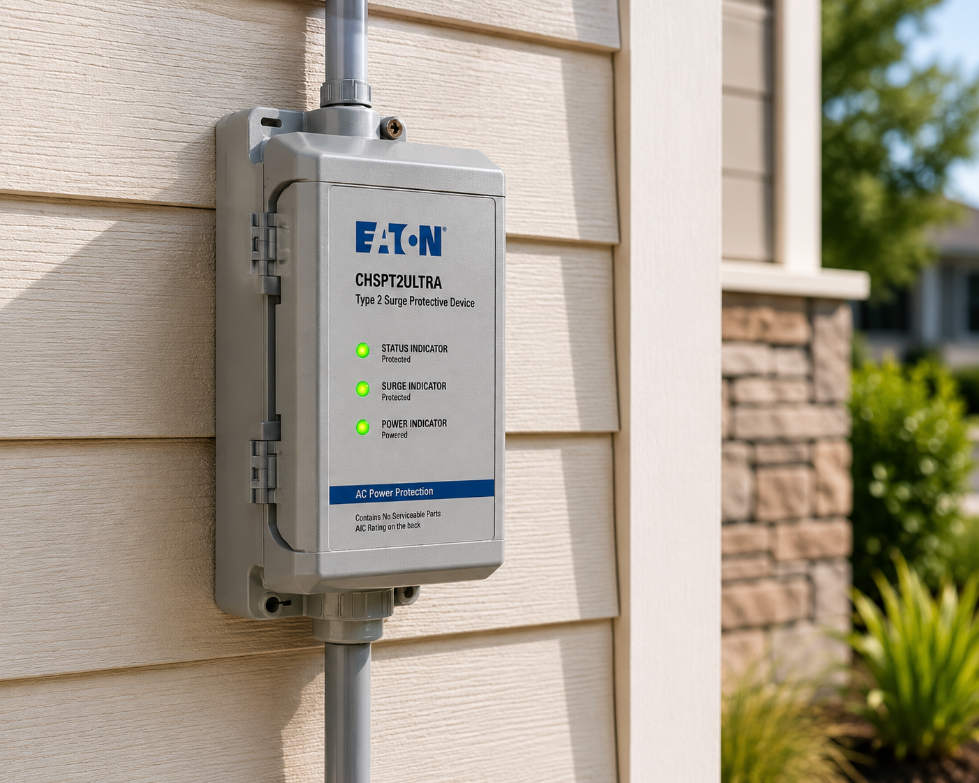Eaton whole-home surge protector installed on residential electrical system