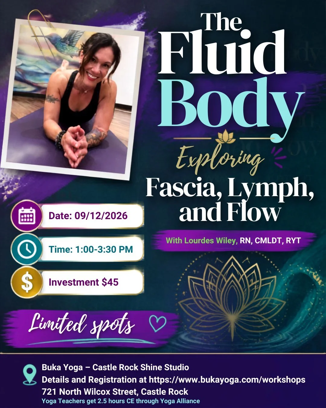 REALLY excited about this offering next month at @bukayoga Castle Rock! There's a lot of confusing information out there about the lymphatic system AND fascia. I'm excited to make it simple, based on SCIENCE, and have you walk away with self-care tec