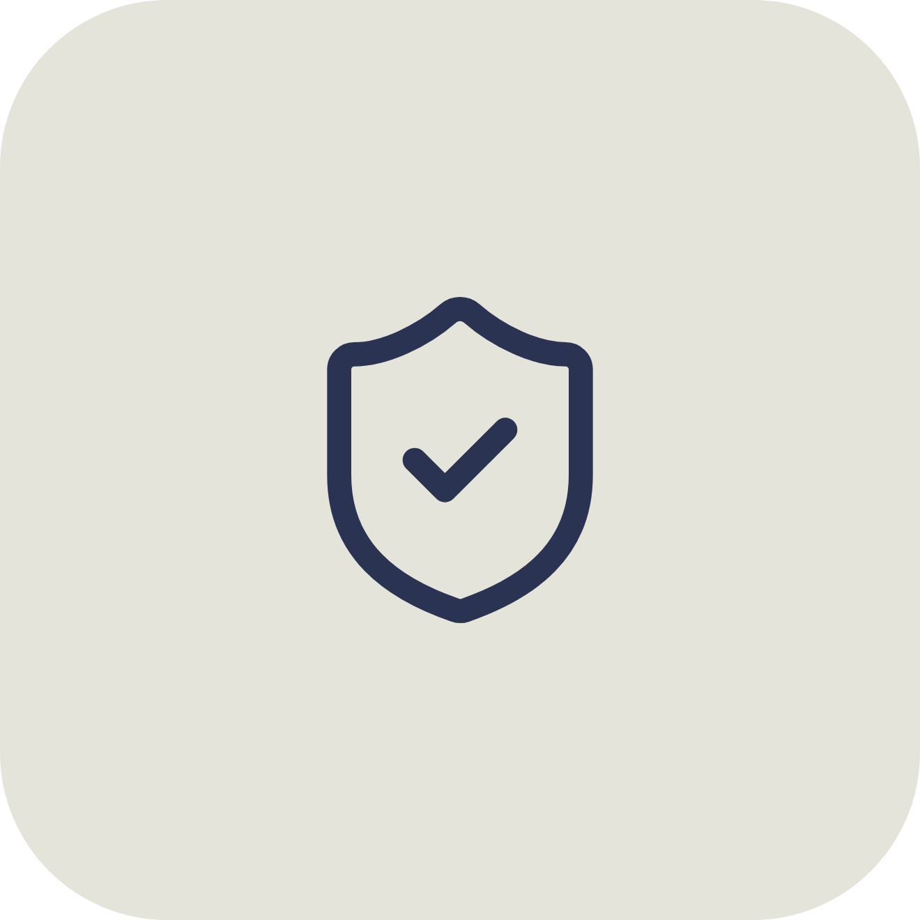 Icon of a shield with a checkmark in the center, symbolizing security or protection.