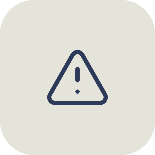 Warning icon consisting of a triangle with an exclamation mark inside.
