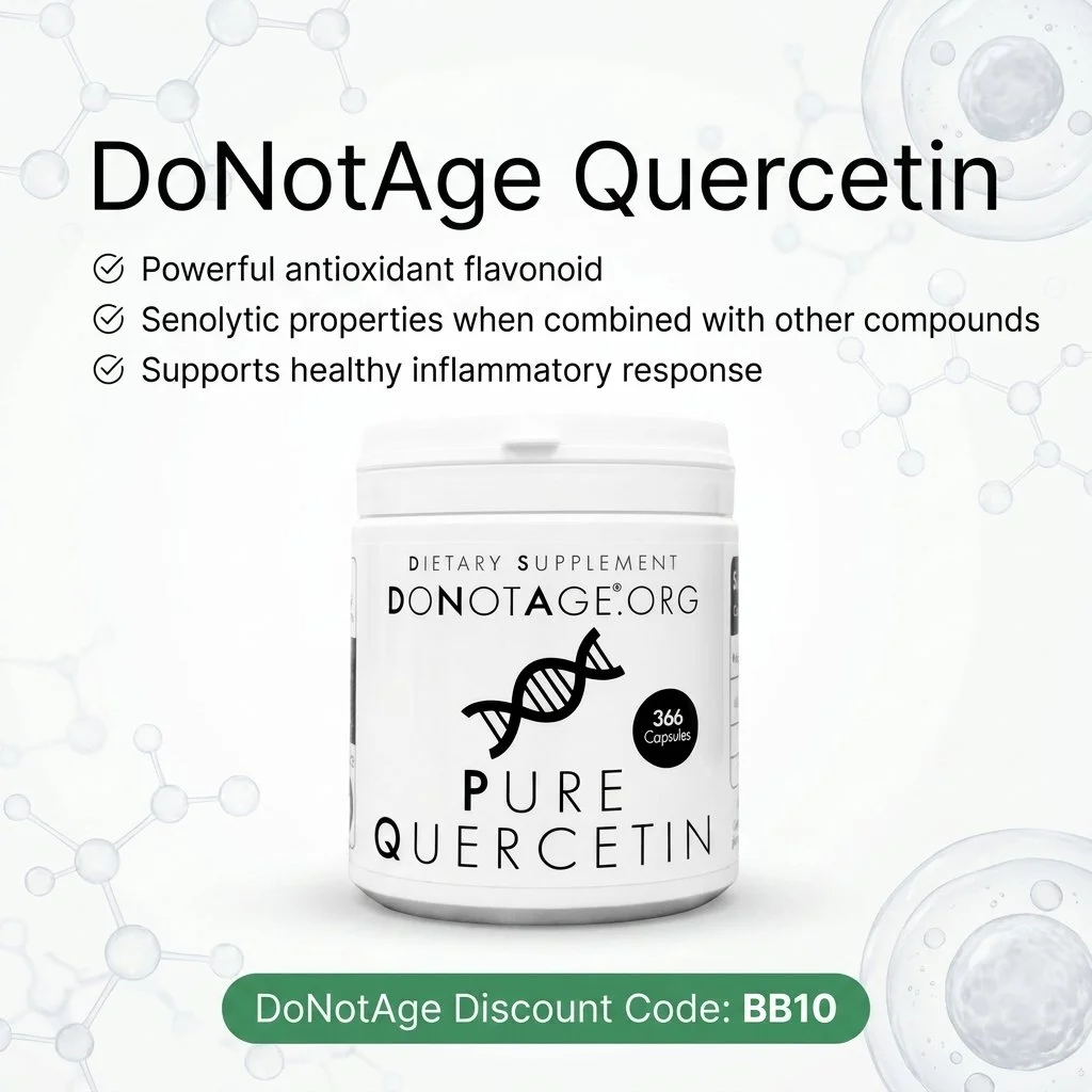 DoNotAge Pure Quercetin, its benefits, and DoNotAge Discount Code (BB10) for 10% off sitewide