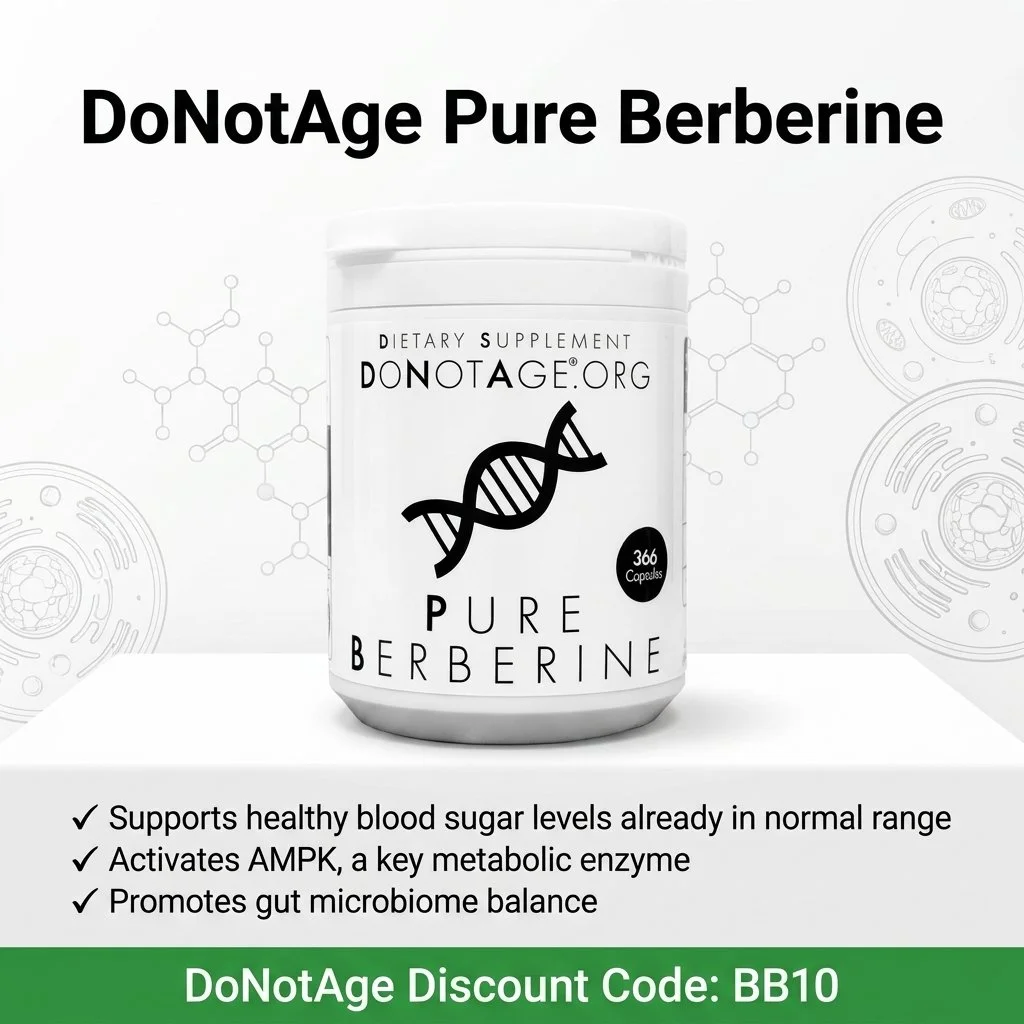 DoNotAge Pure Berberine, its benefits, and DoNotAge Discount Code (BB10) for 10% off sitewide