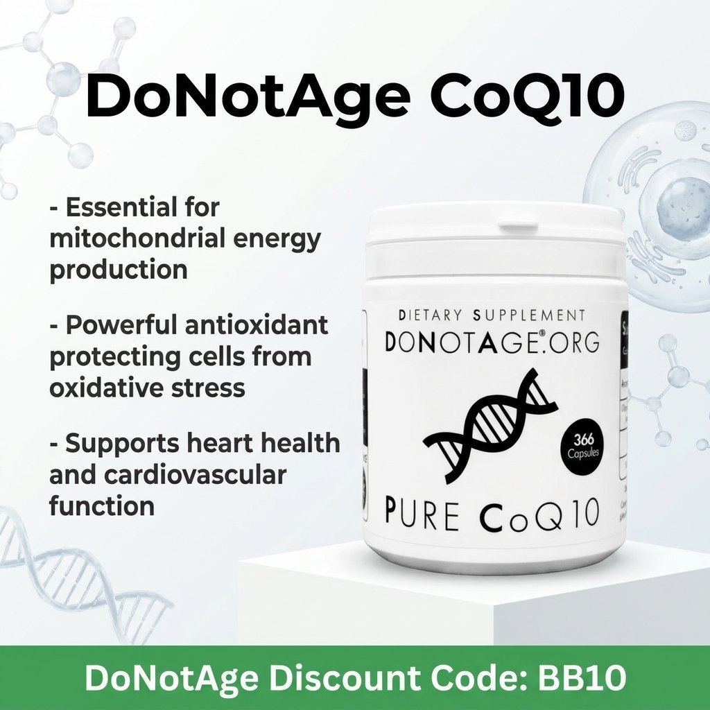 DoNotAge Pure CoQ10, its benefits, and DoNotAge Discount Code (BB10) for 10% sitewide