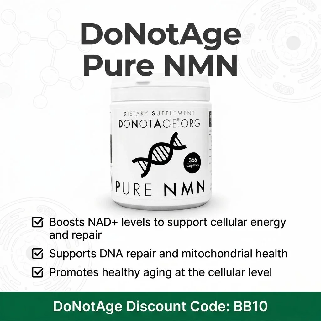 DoNotAge Pure NMN, its benefits, and DoNotAge Discount Code (BB10) for 10% off