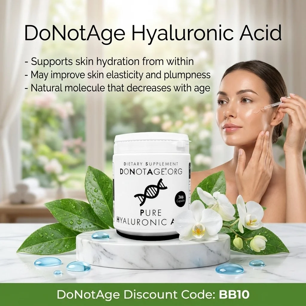 DoNotAge Pure Hyaluronic Acid, its benefits, and DoNotAge Discount Code (BB10) for 10% Sitewide