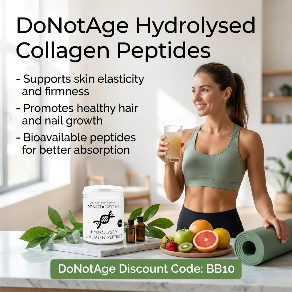 DoNotAge Hydrolysed Collagen Peptides, its benefits, and DoNotAge Discount Code (BB10) for 10% off Sitewide