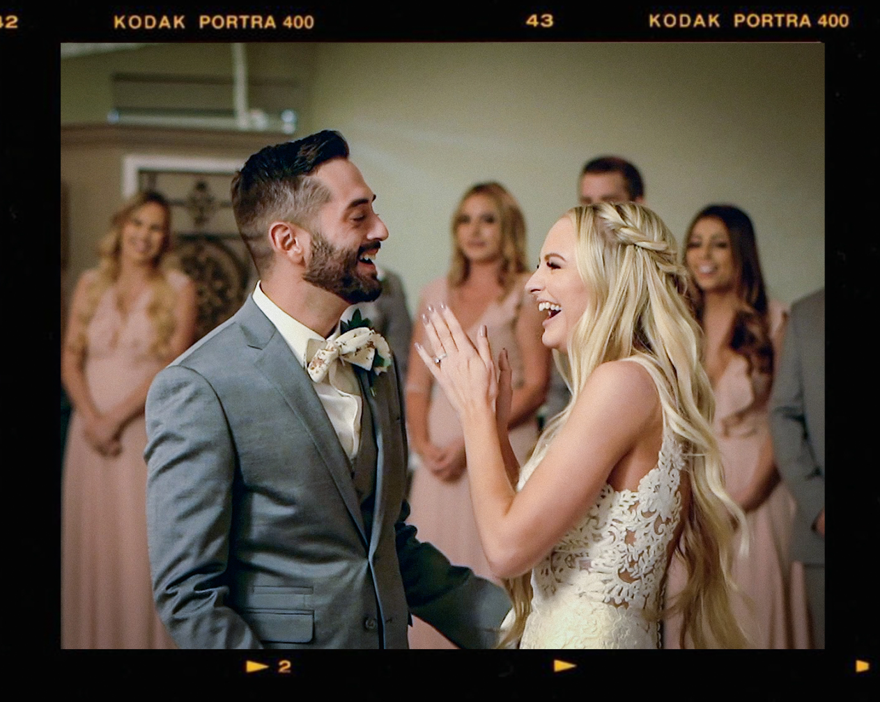 Alexis and Daniel laugh as they finish their First Dance at their wedding at Los Willows Wedding Estate in Fallbrook CA