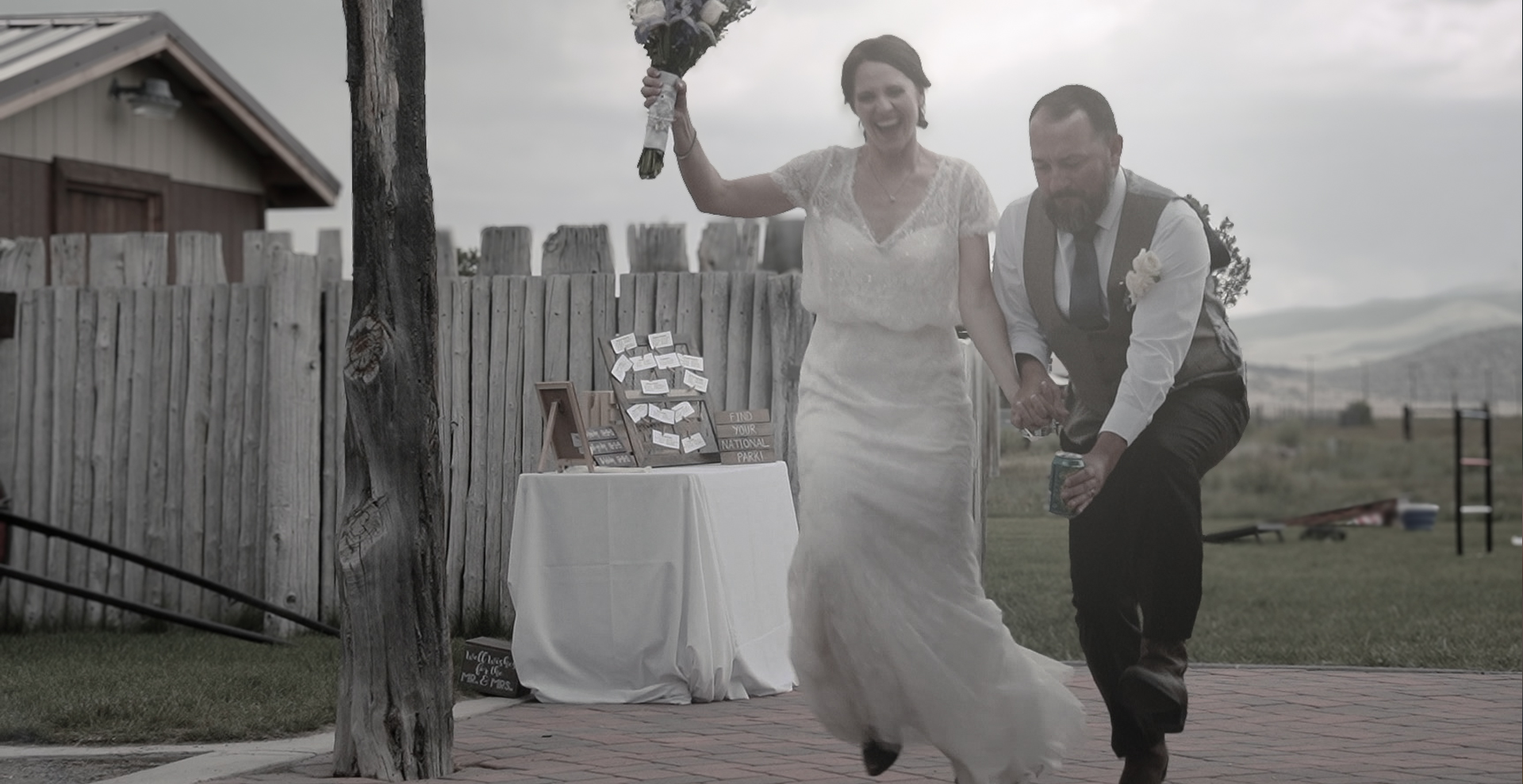 Kelly & Bryan dance at their wedding as they enter their grand entrance at Bridgeport Ranch Barns & Terrace, Bridgeport CA