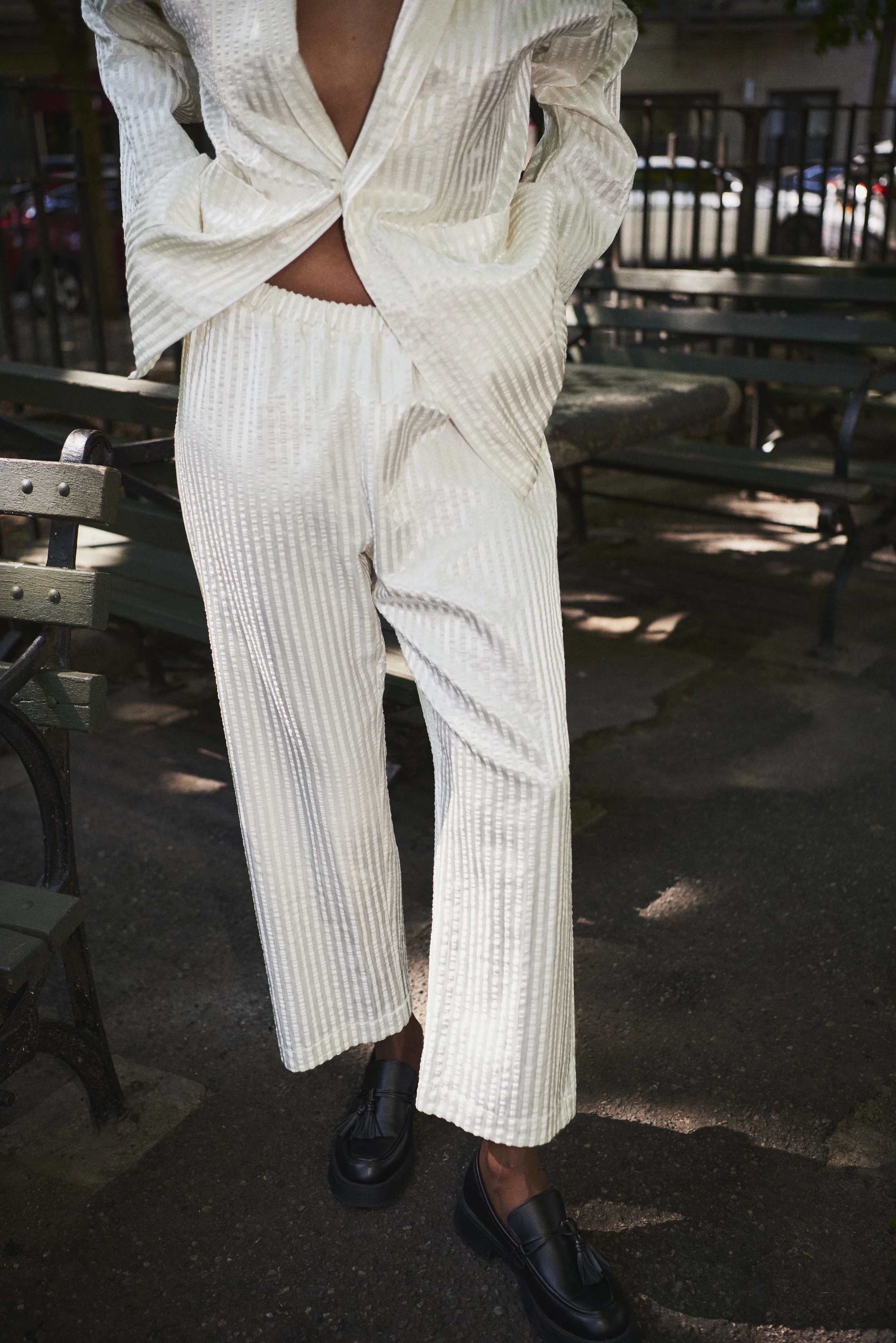 Damascus Silk Cotton Wide-Leg Pants