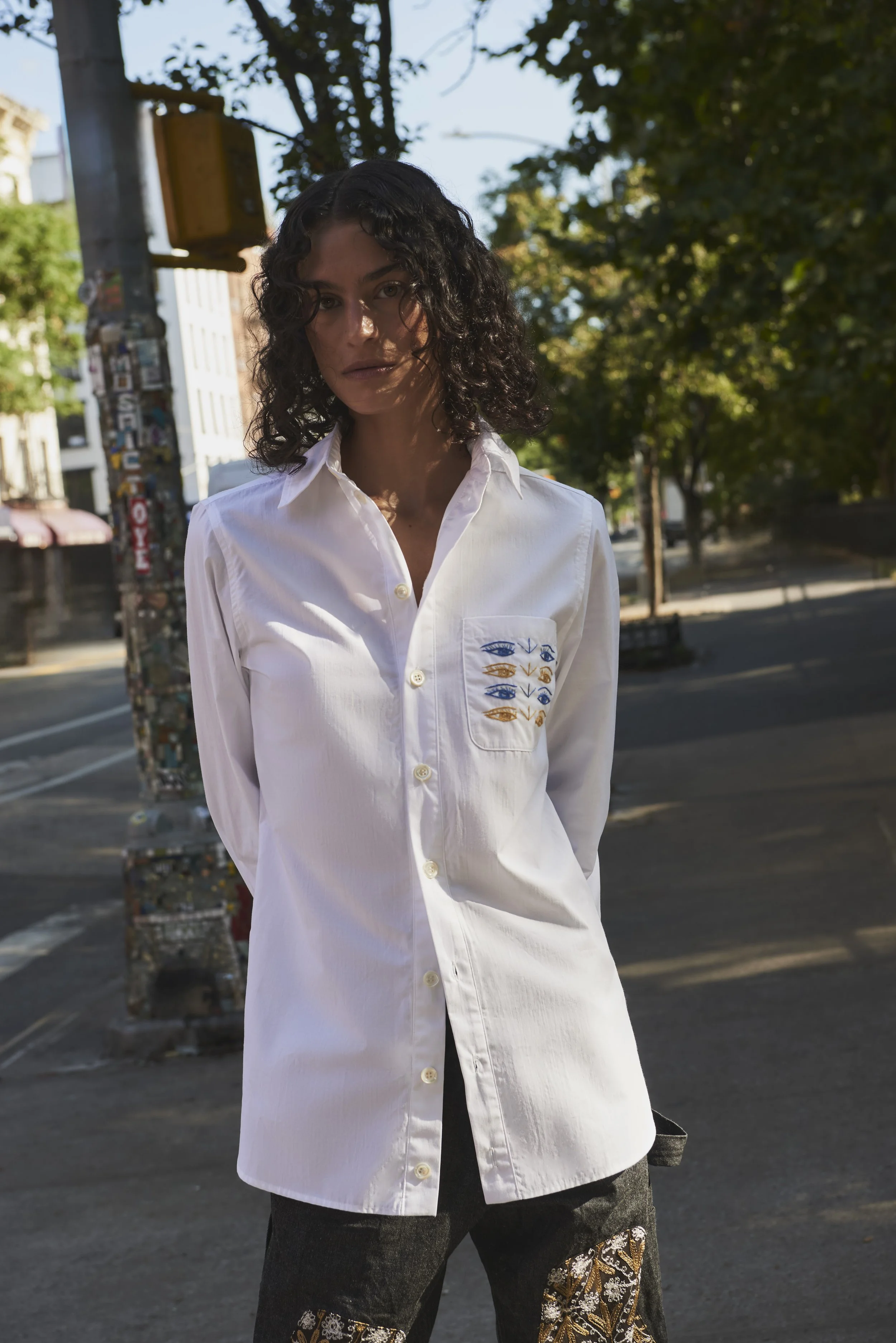 Embroidered Pocket Cotton Shirt