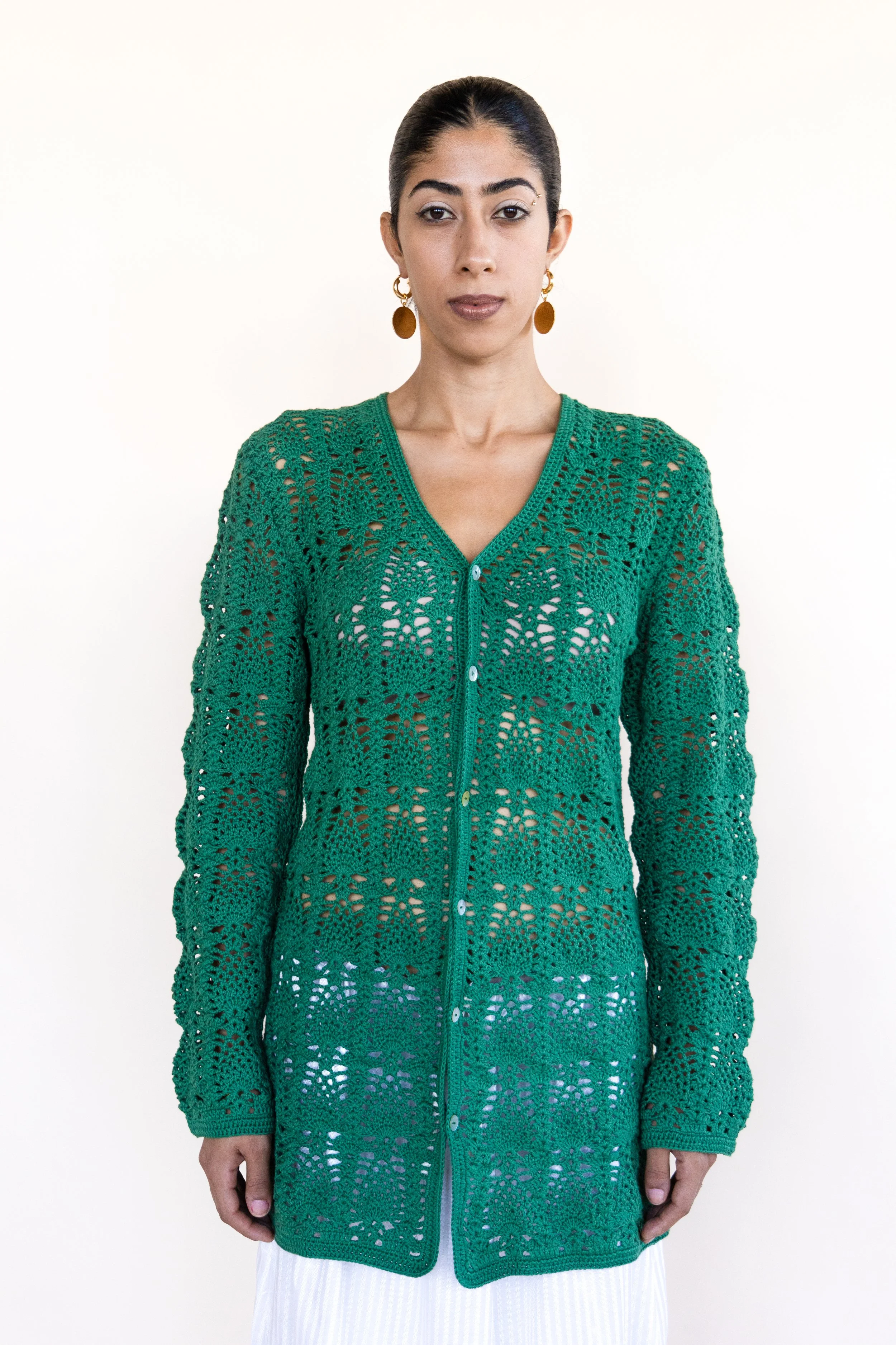 Green Hand Crochet Cardigan