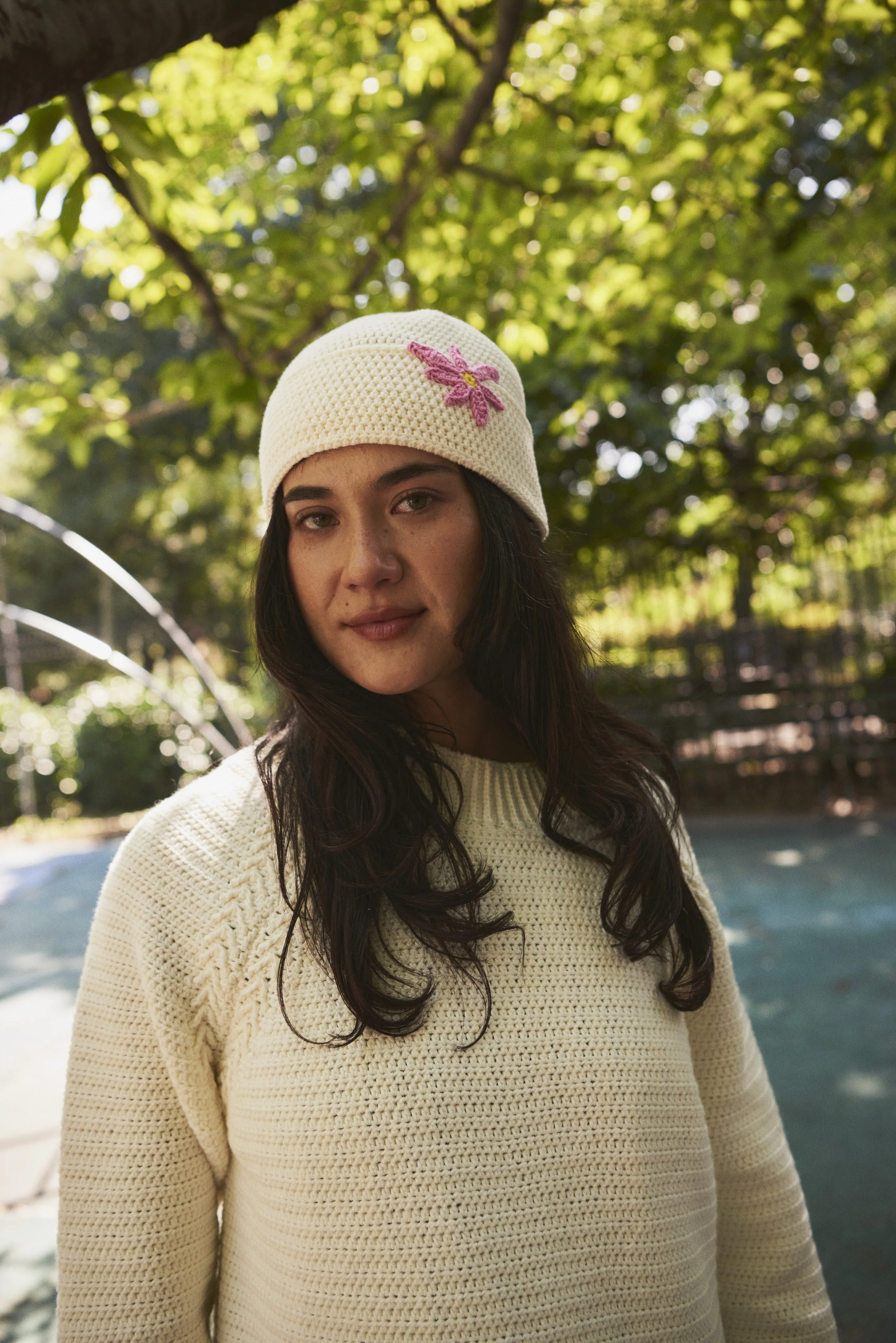 Hand Crochet Flower Beanie Cap
