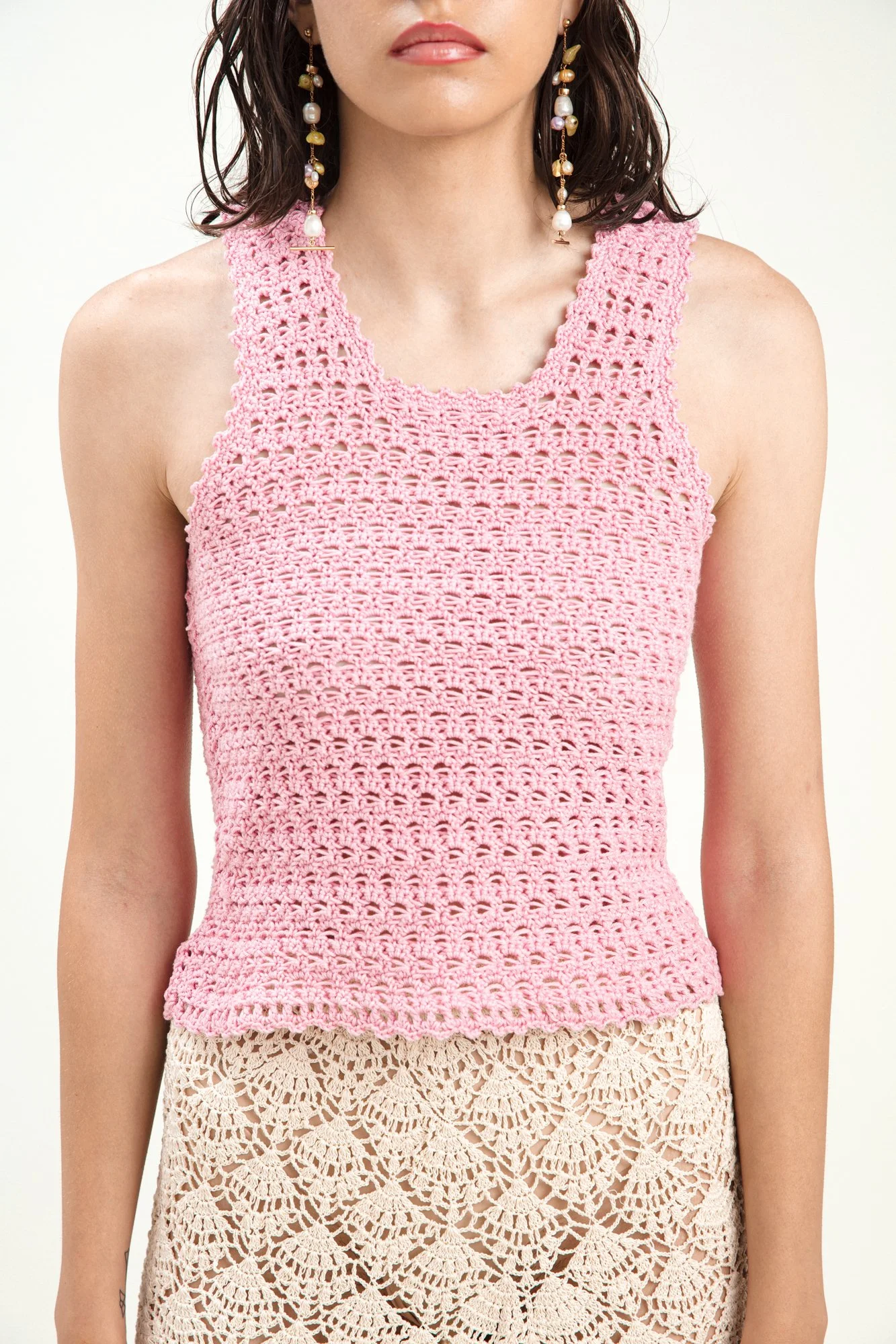 Pink Wardeh Crochet Tank Top