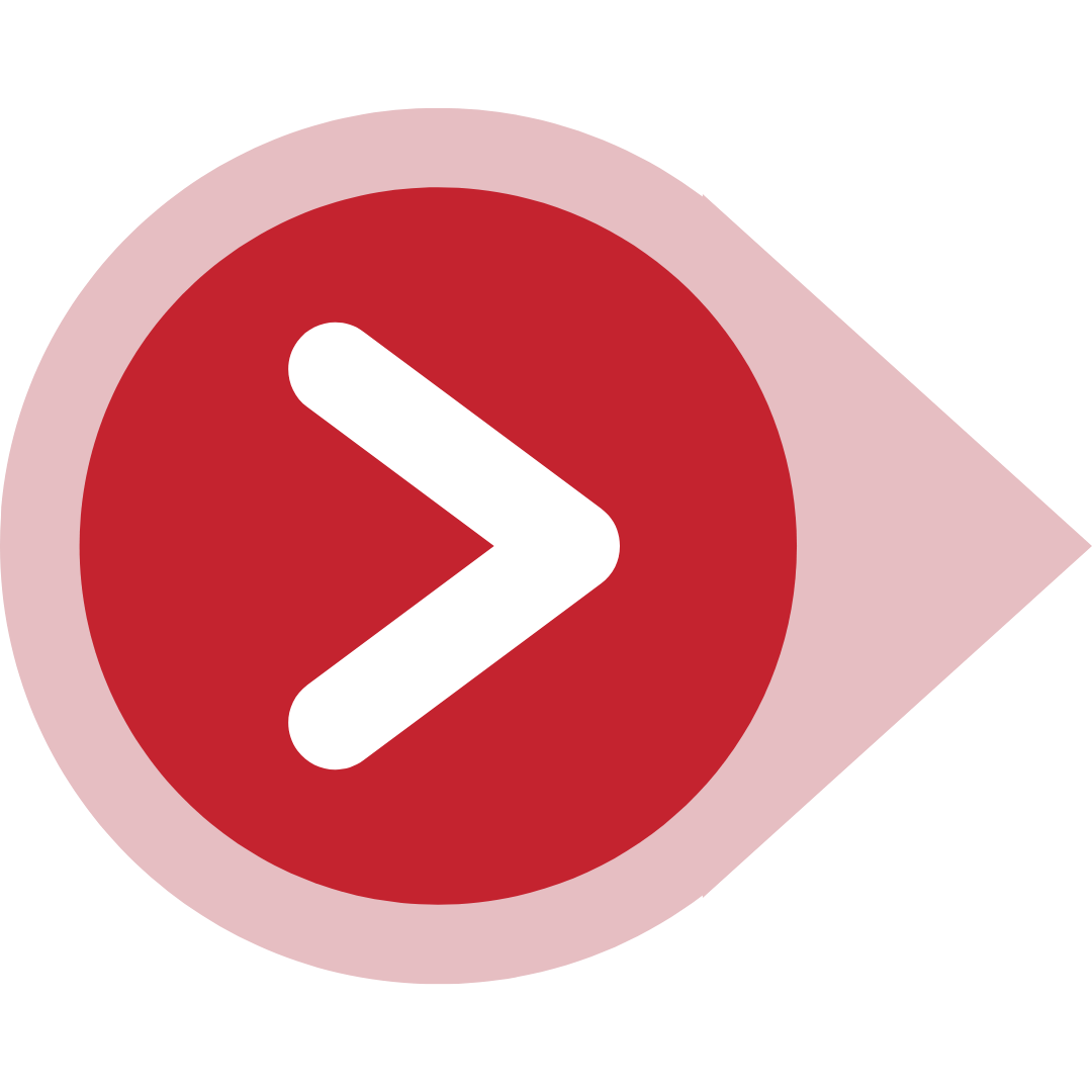 Red circle with white right arrow symbol inside a pink rounded square shape.