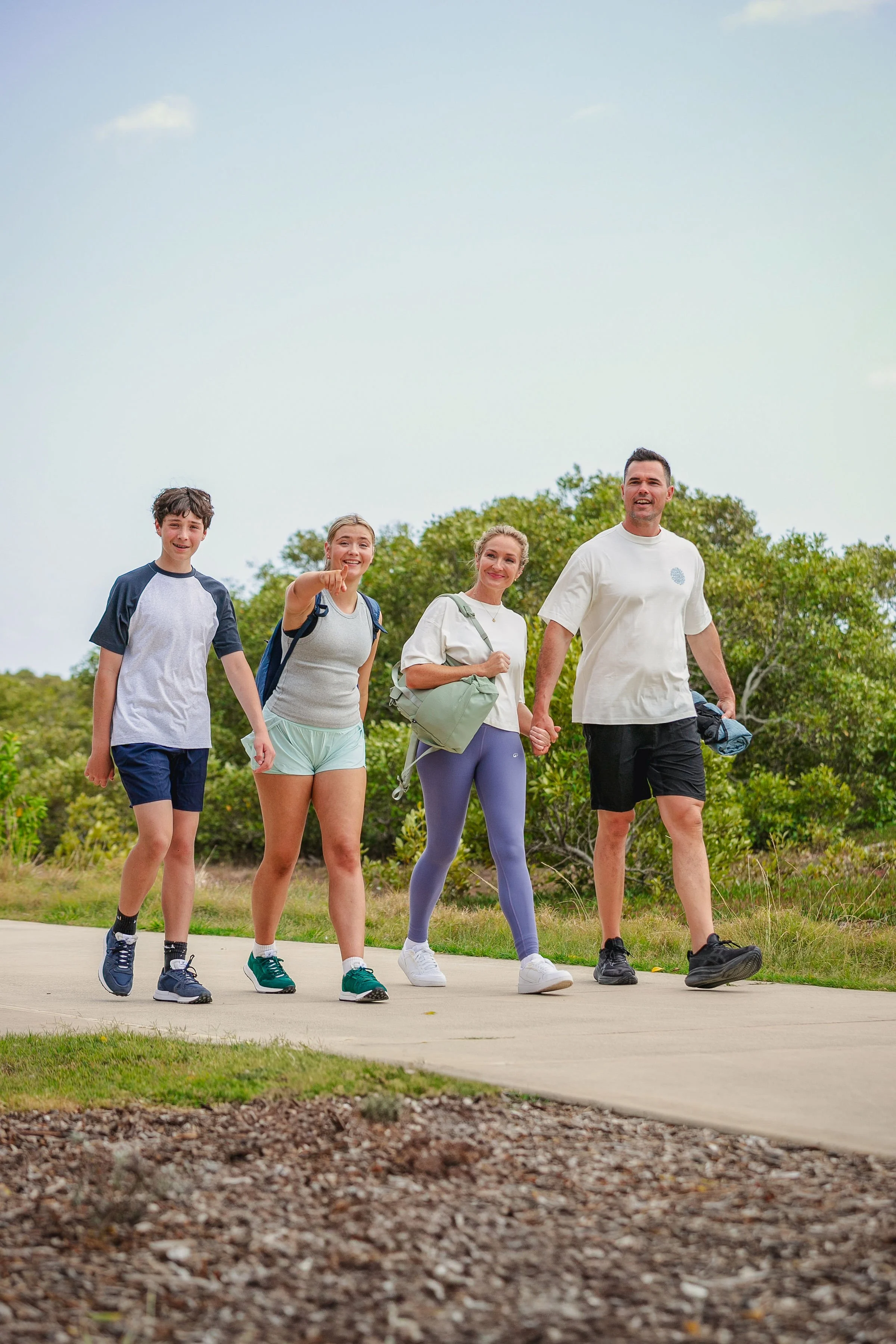 Family ready to play sport in the park