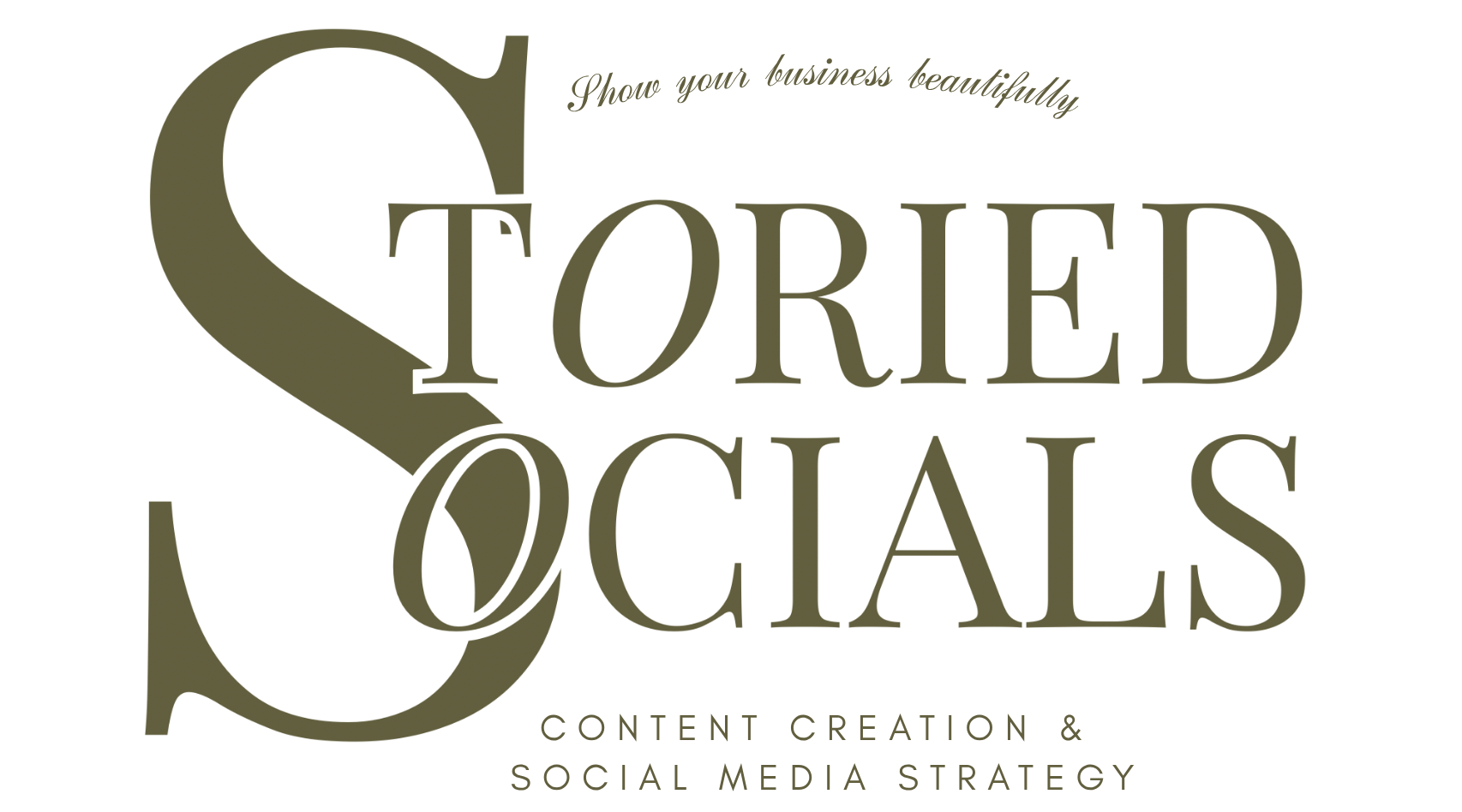Logo for Stored Socials with text: Show your business beautifully. Content creation and social media strategy.
