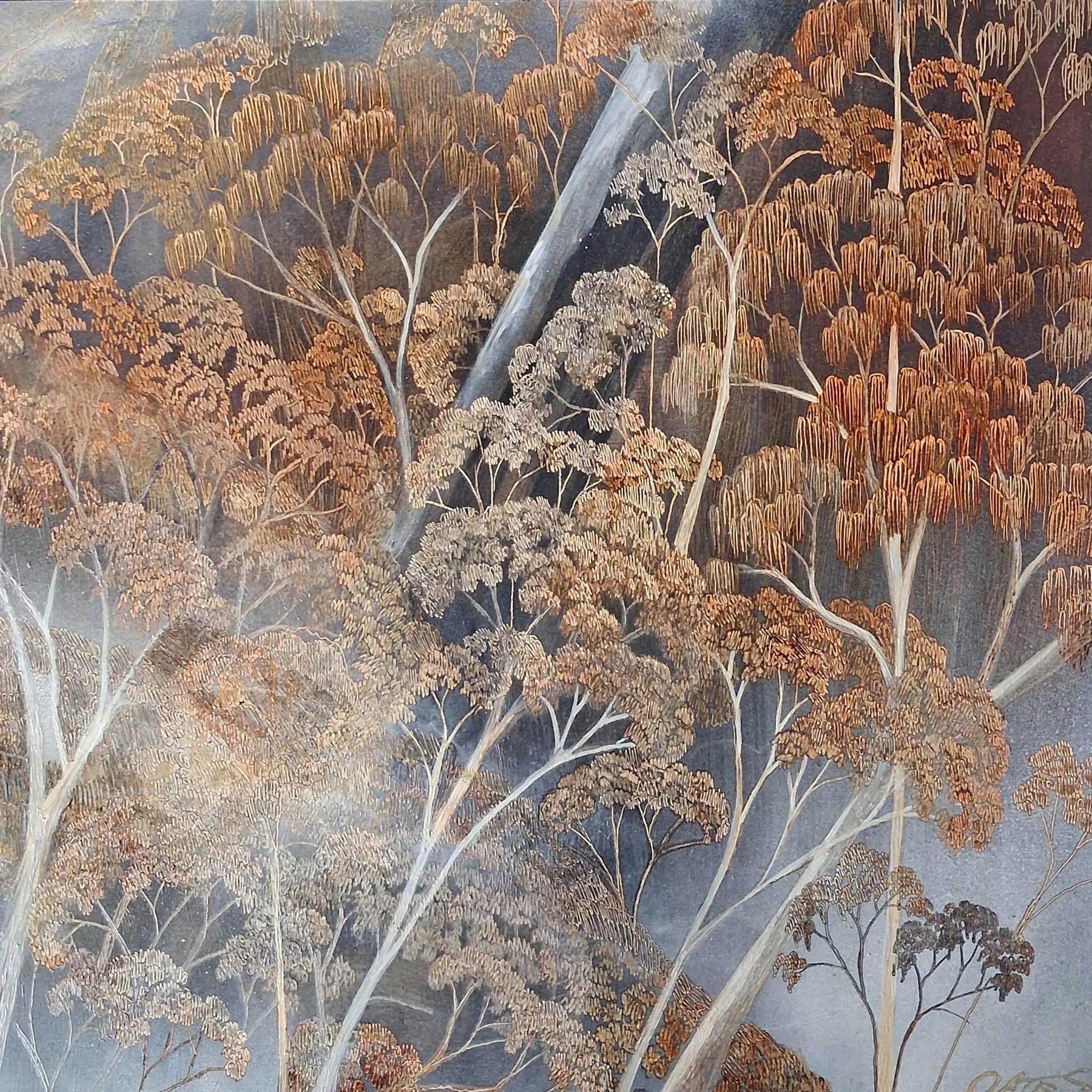 Hill of Gums
ink, acrylic, soldering iron on board
40 x 40 cm