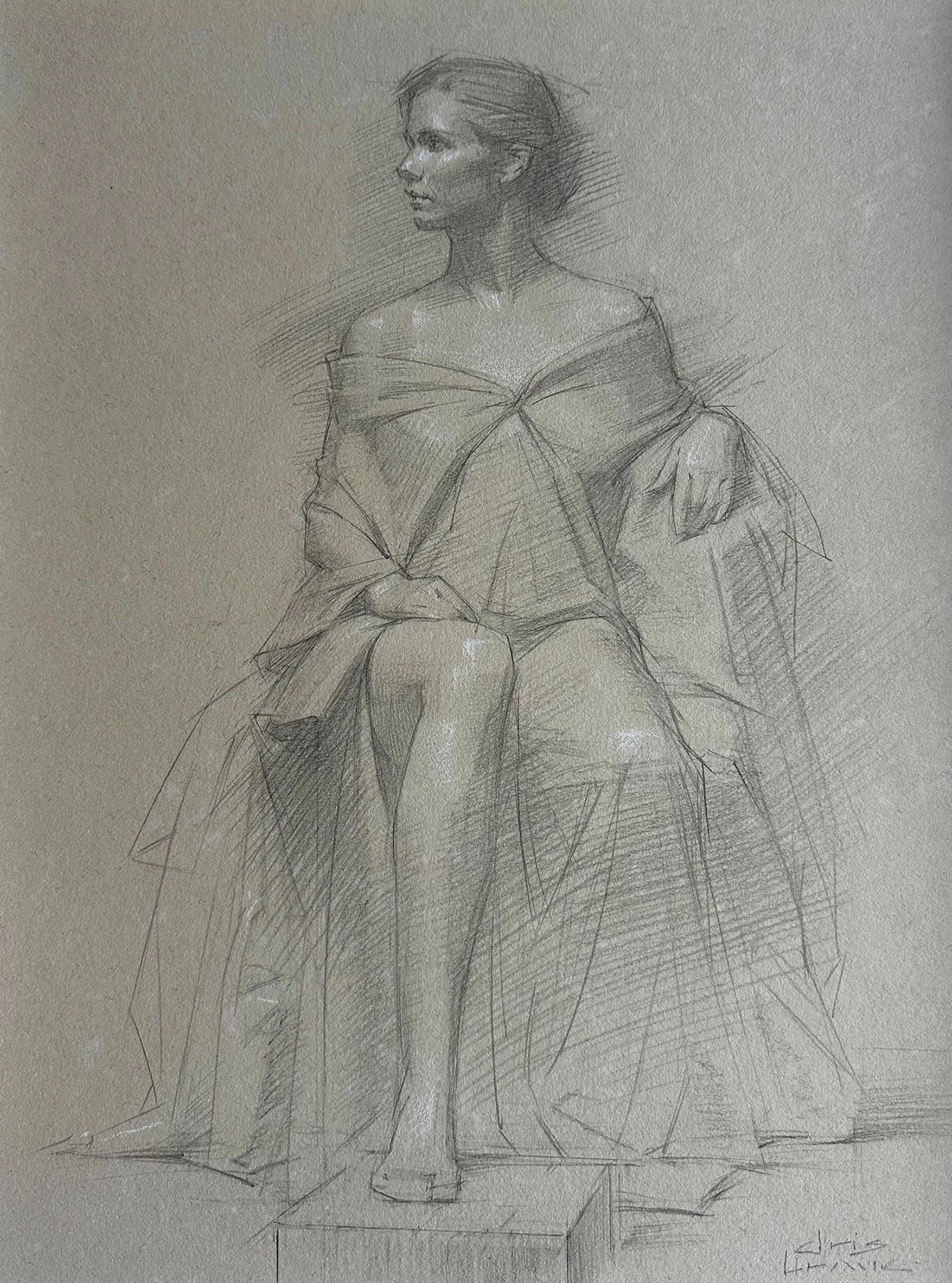 The Model
graphite on toned paper 
35.3 x 27.5 cm  /  framed  52.3 x 43.5 cm

