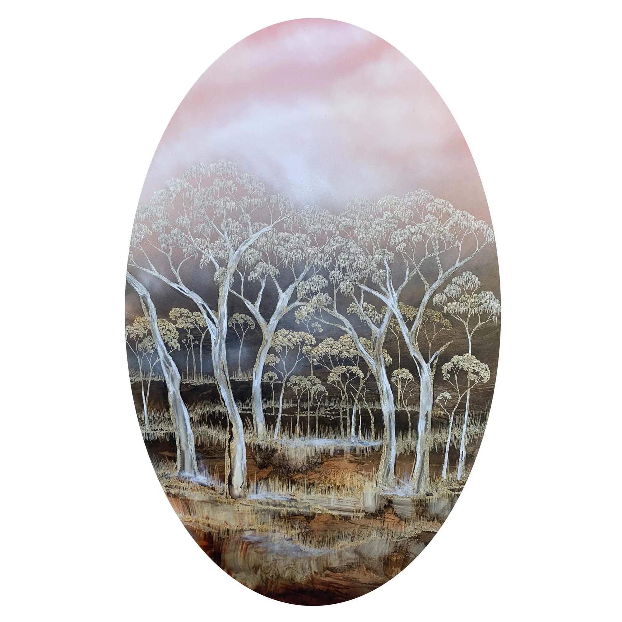 Summer Gums 
acrylic, ink, and soldering iron on board 
130 x 80 cm