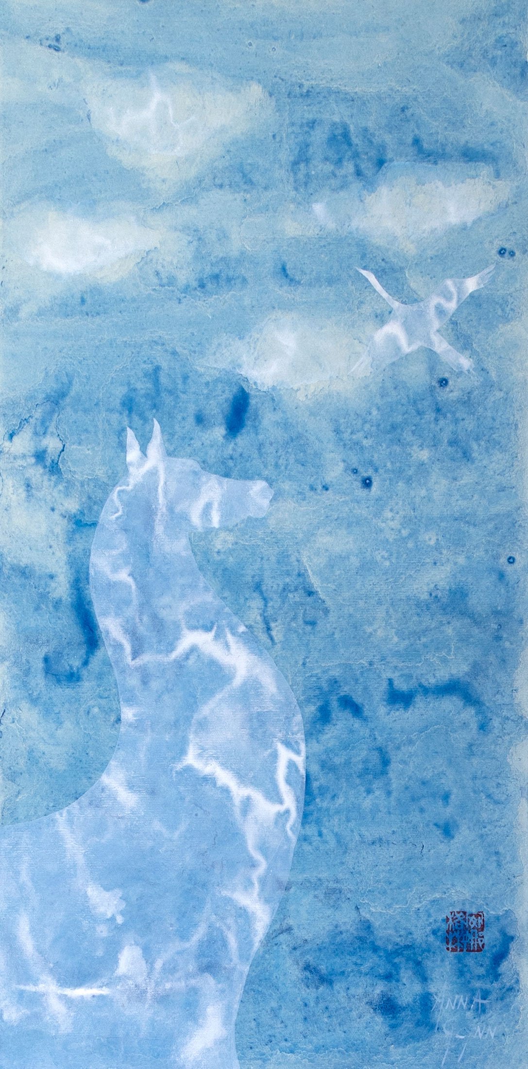 White Cloud Horse & Crane
Ink on xuan paper
49 x 25 cm / 80 x 33 cm framed
$2,500