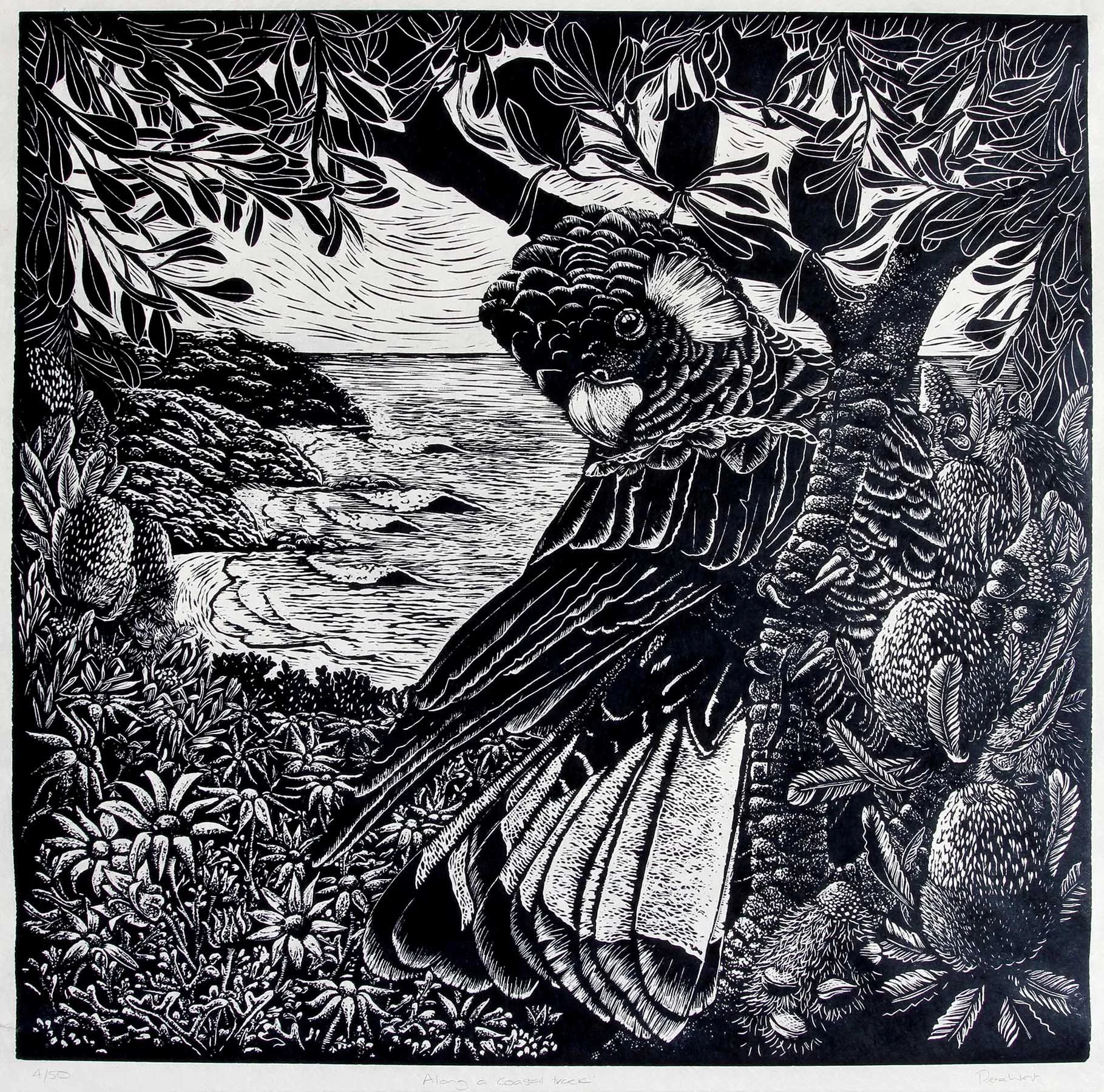 Along a Coastal Track
linocut
60 x 60 cm / framed 85 x 82 cm