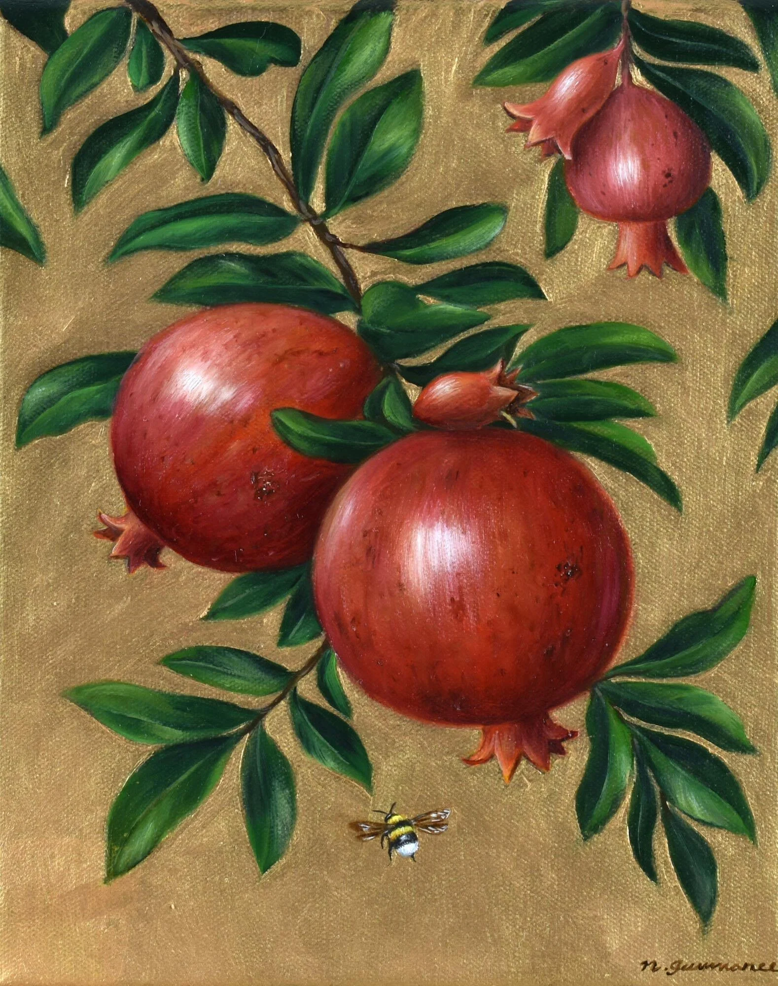 Branch of Pomegranates 
oil on canvas 
25 x 20cm