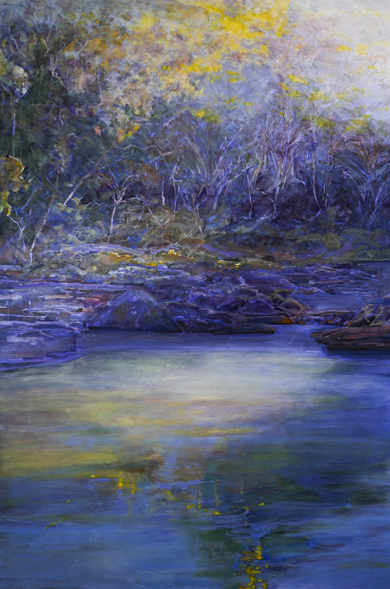 The Crossing 1
180 x 120 cm
oil & pigment on poly-cotton canvas
framed in Tassie Oak
