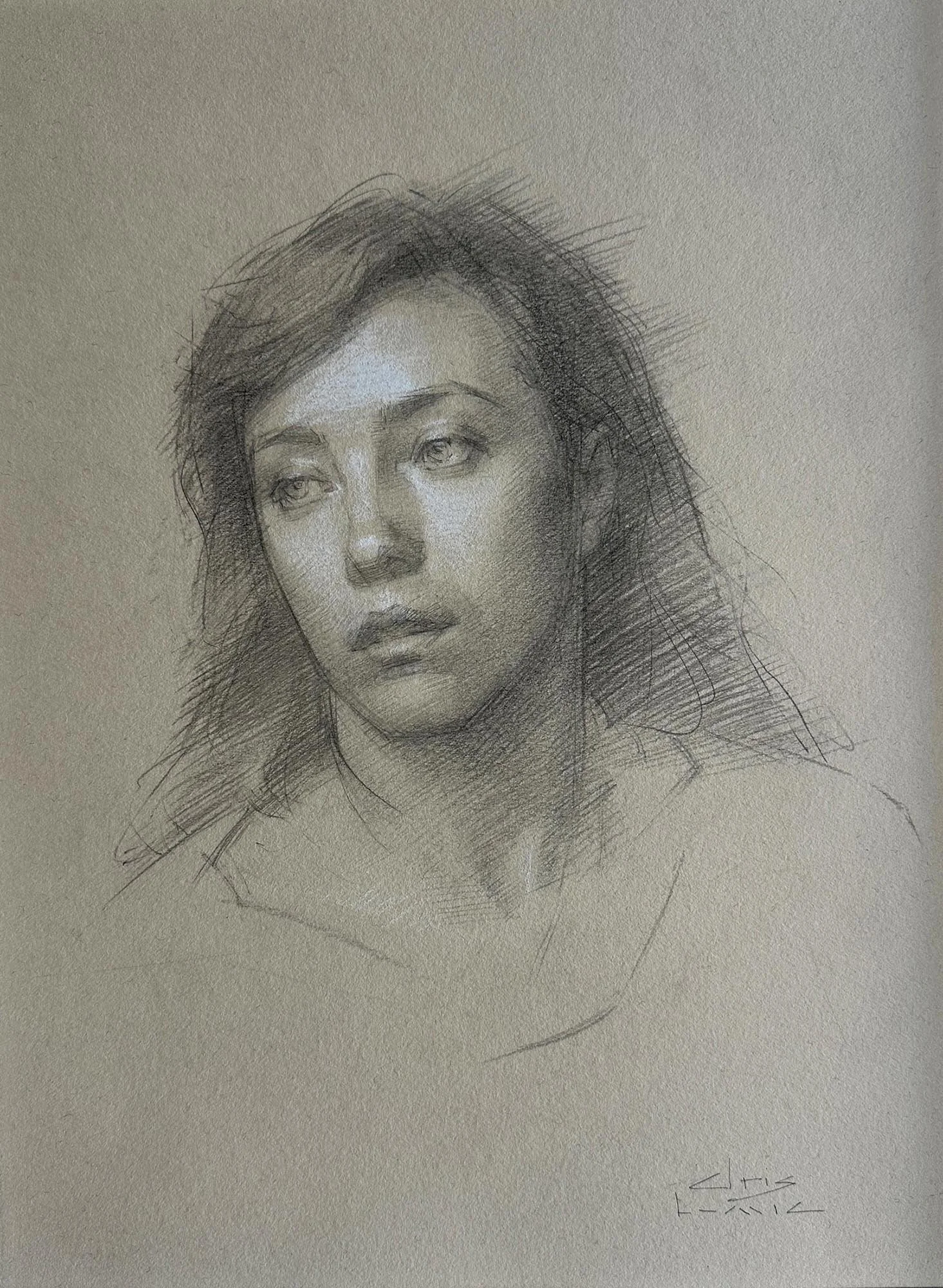 The Girl From Piedmont
graphite on toned paper  
33 x 24.5 cm  /  framed 50 x 40.5 cm
$2,900