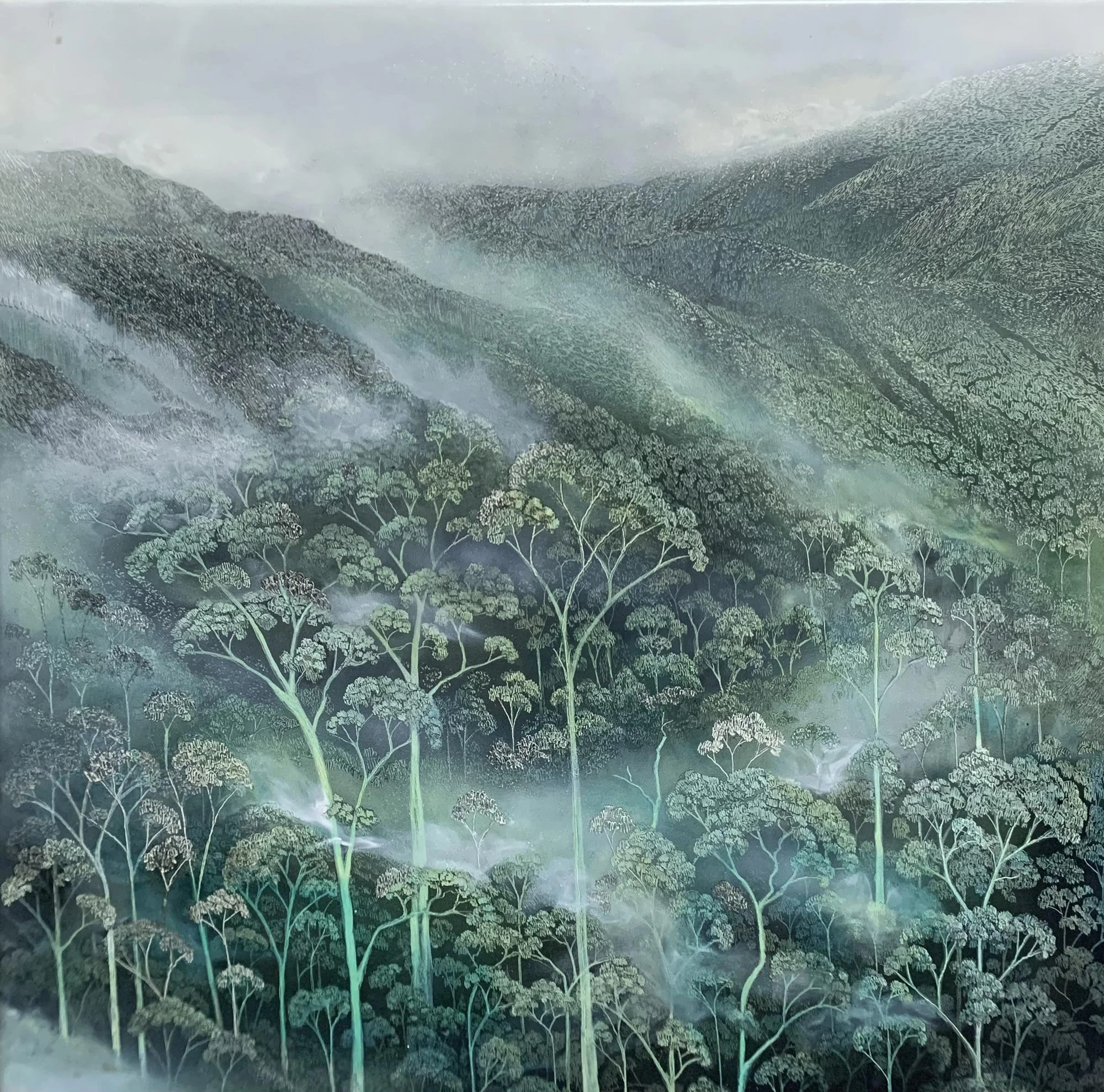Inhale, Exhale No. 2
ink, acrylic, soldering iron on board
80 x 80cm