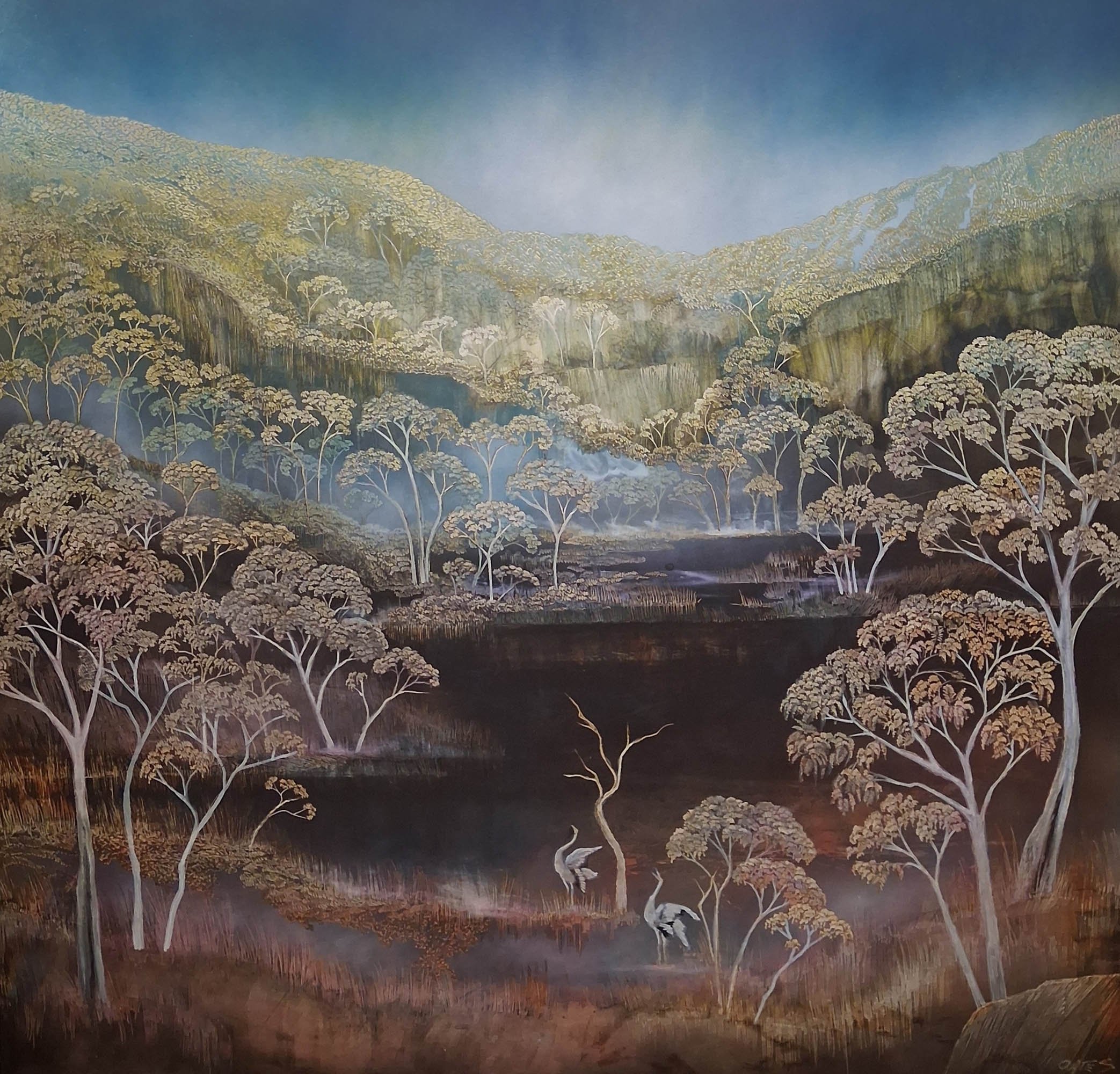 The Dance
ink, acrylic, soldering iron on board
90 x 90 cm