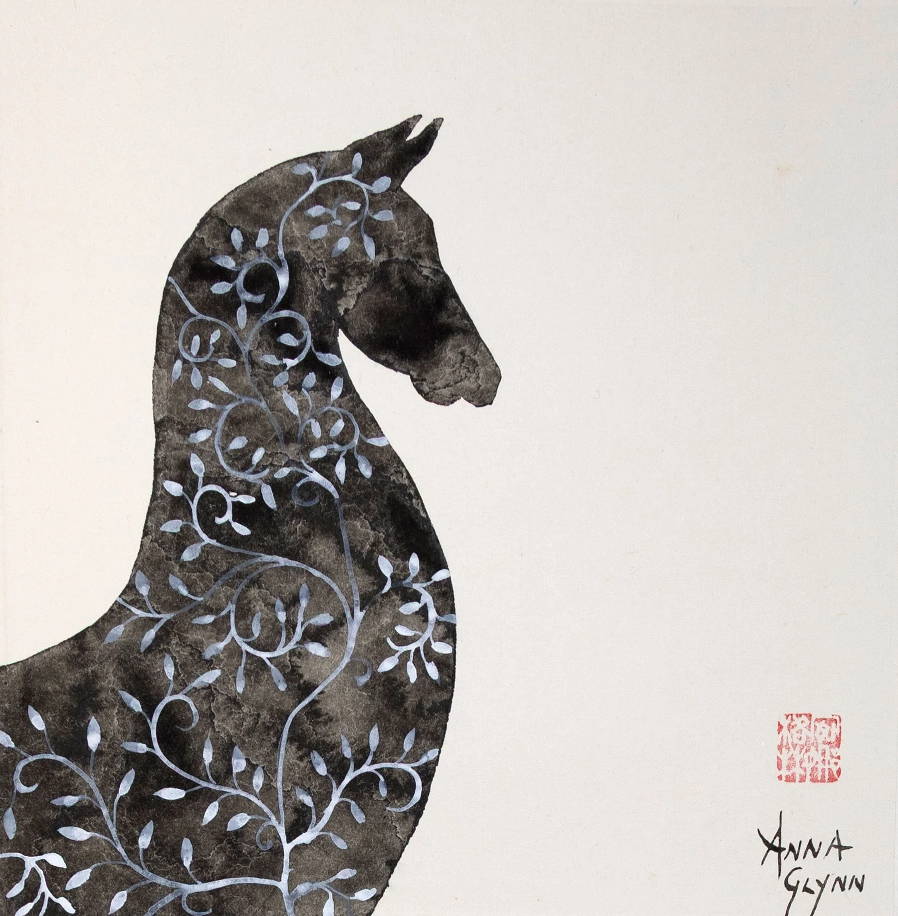 Stately Black Embroidered Horse
Ink on xuan paper
25 x 25 cm / 34 x 38 cm framed
$1,600