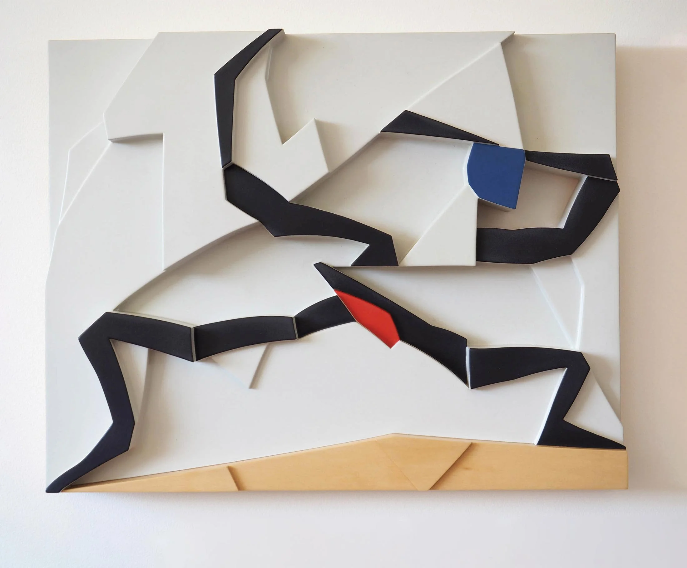Poise
Made from two pieces of Malaysian Jelutong, glued together on edge
Sealed with clear polyurethane and coloured acrylics
41 x 52 x 7 cm
$ 2,300
