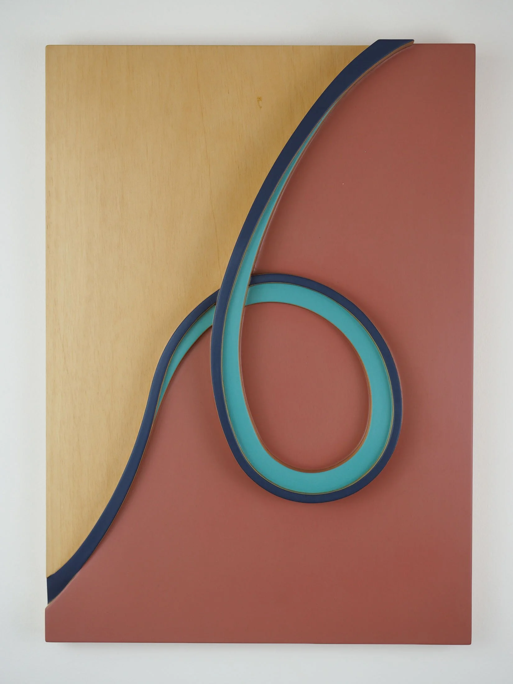 Continuation
Made from two pieces of Malaysian Jelutong glued together on edge
Sealed with clear polyurethane and coloured acrylics
43 x 31 x 5 cm
$ 1,500