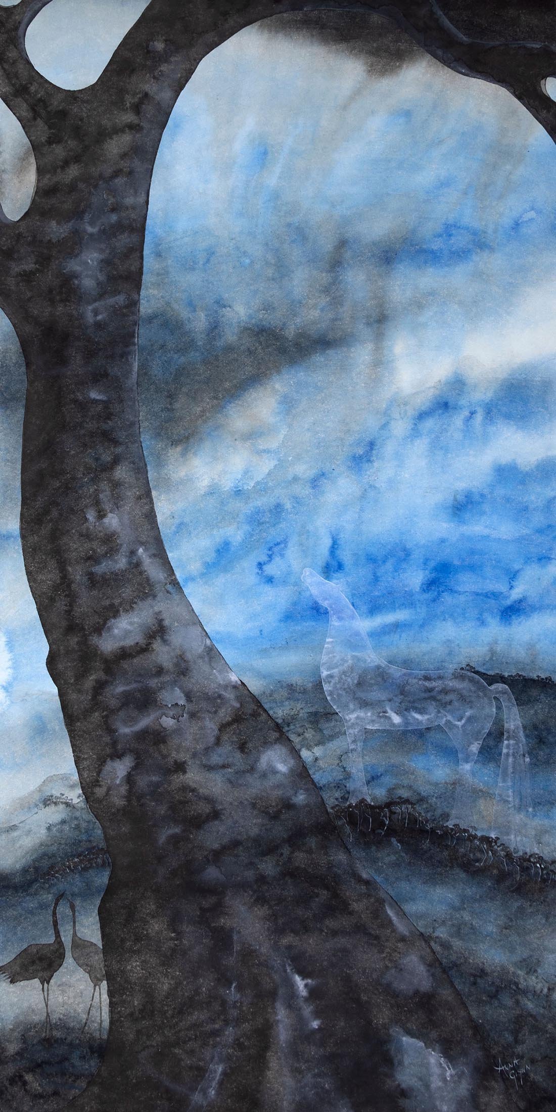 Rain Falls on Ghost Horse
Ink on xuan paper
131 x 65 cm / 180 x 86 cm scroll
$6,500