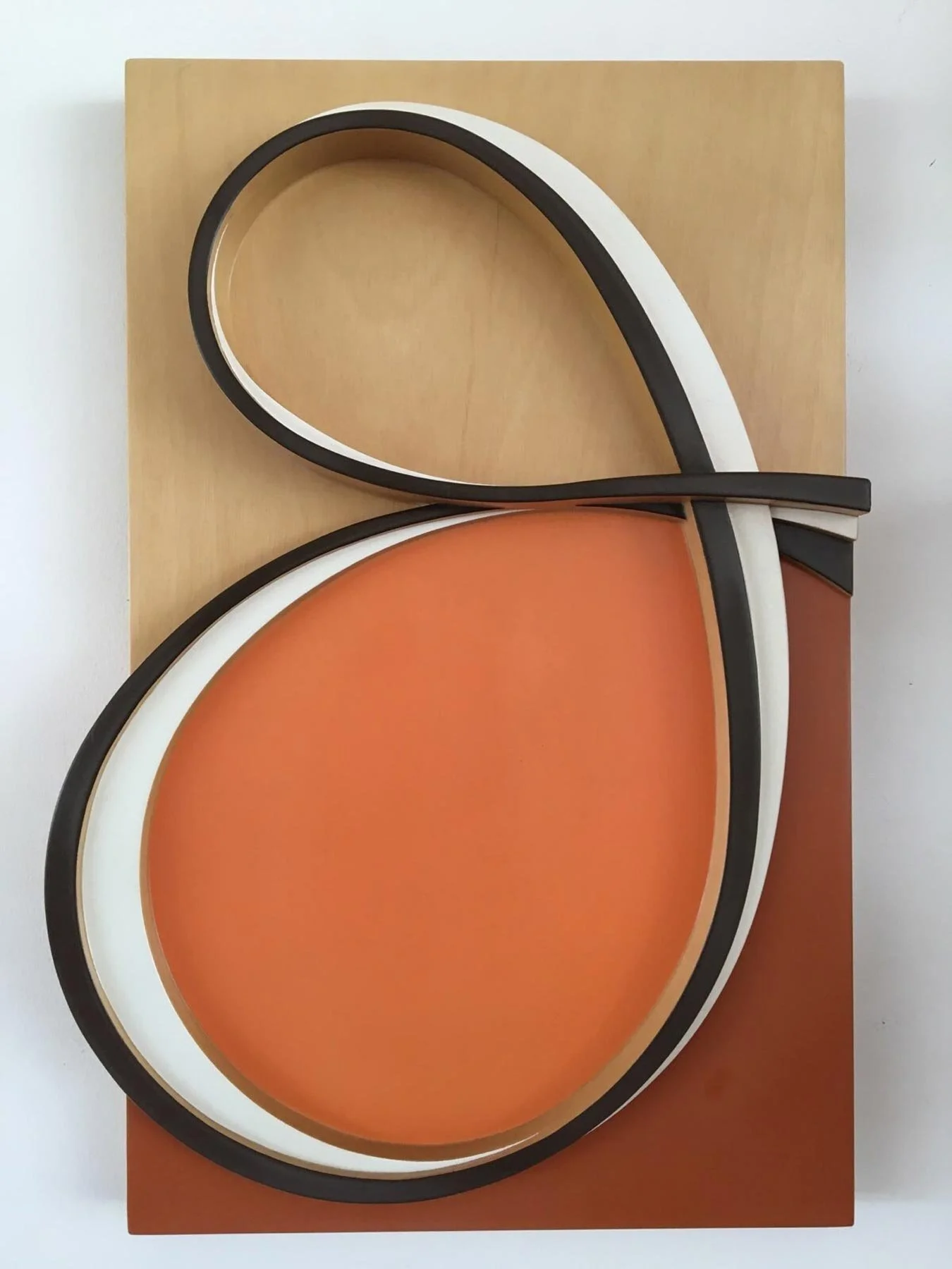 Embryotic
Two pieces of Malaysian Jelutong, sealed with
clear polyurethane and coloured acrylics
43 x 31 x 5 cm