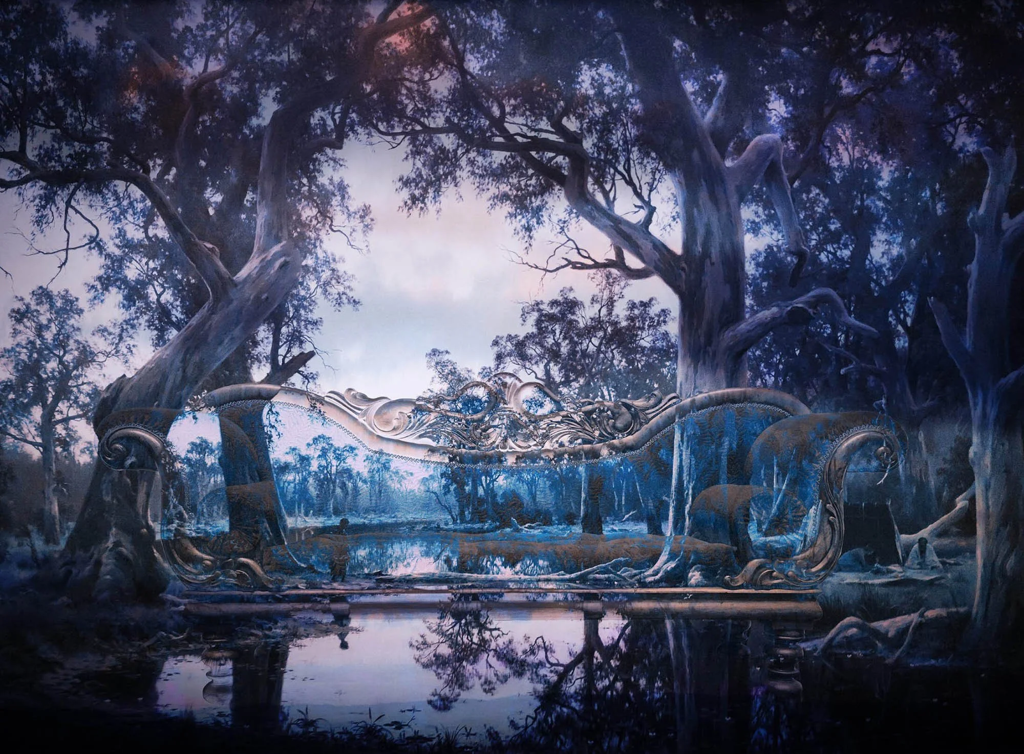 Evening Shadows, Backwater of the Murray, South Australia, 1880
Digital photomontage on archival cotton rag paper
No. 1 in edition of 7 plus 2 artist’s proofs
76 x 56cm
$4,750 unframed / $5,250 framed