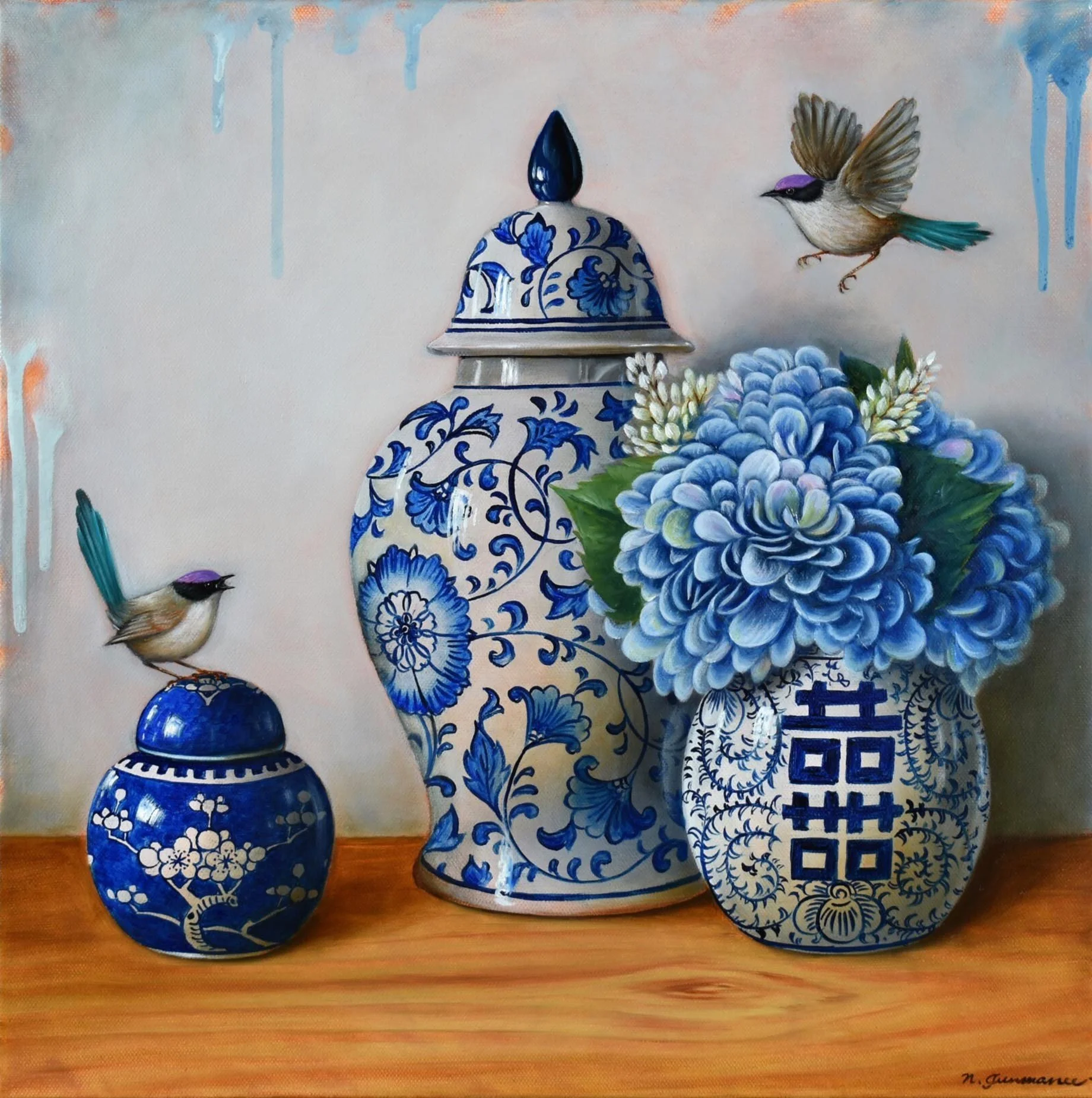 Hydrangea Symphony 
oil on canvas 
40 x 40 cm