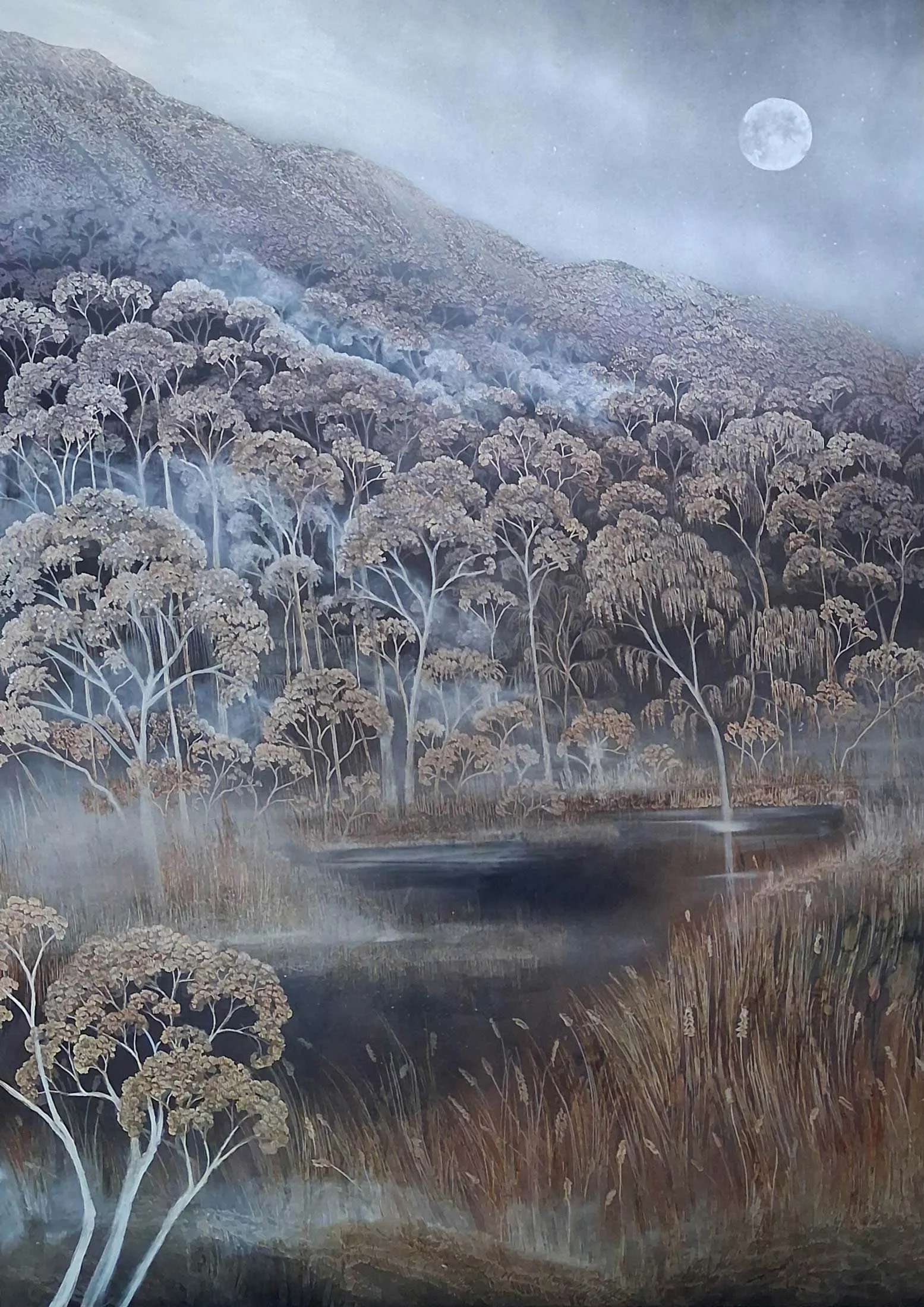 Stillness of Time
ink, acrylic, soldering iron on board
84 x 60 cm