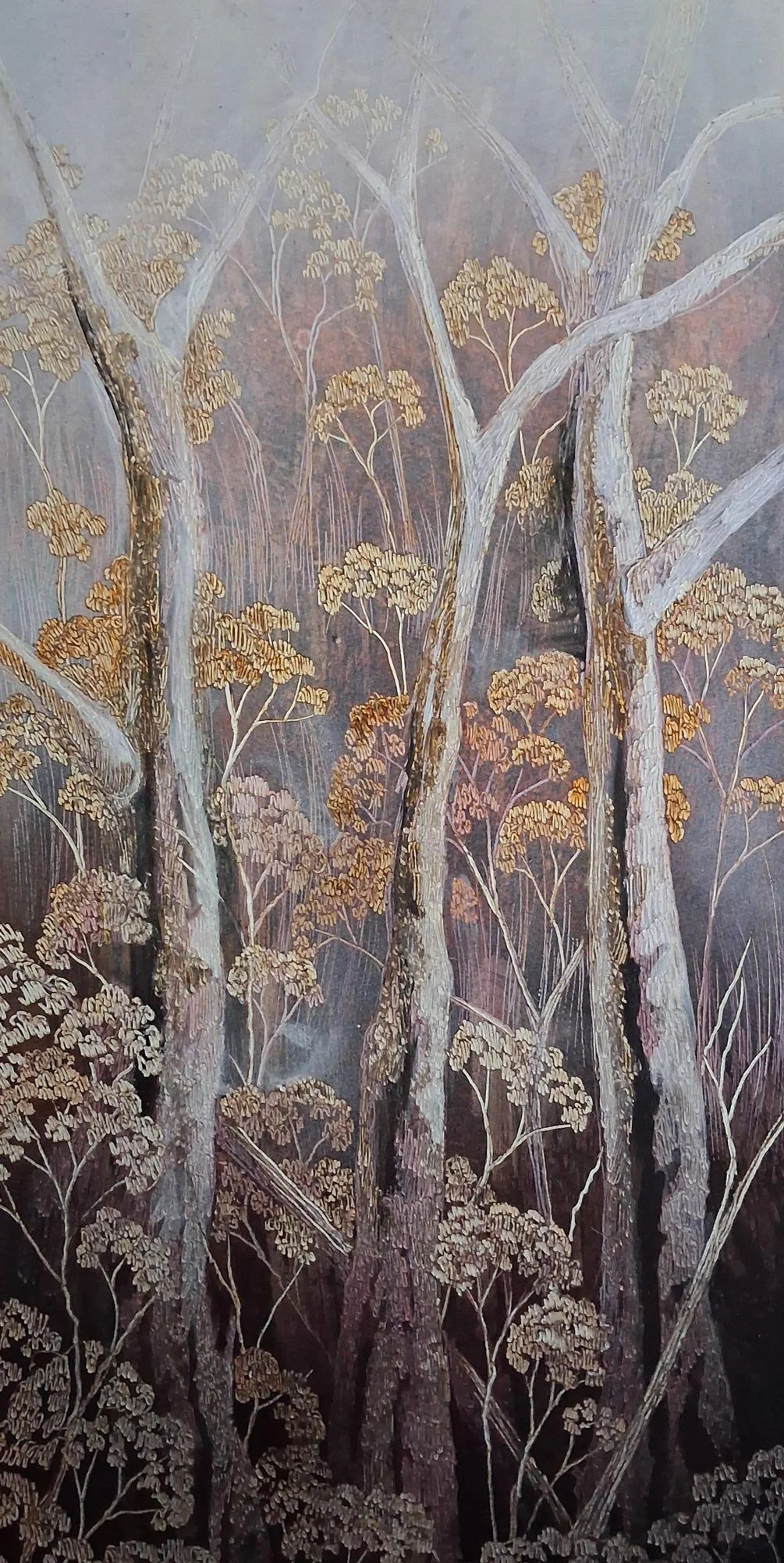 Afternoon Mist
ink, acrylic, soldering iron on board
46 x 24 cm