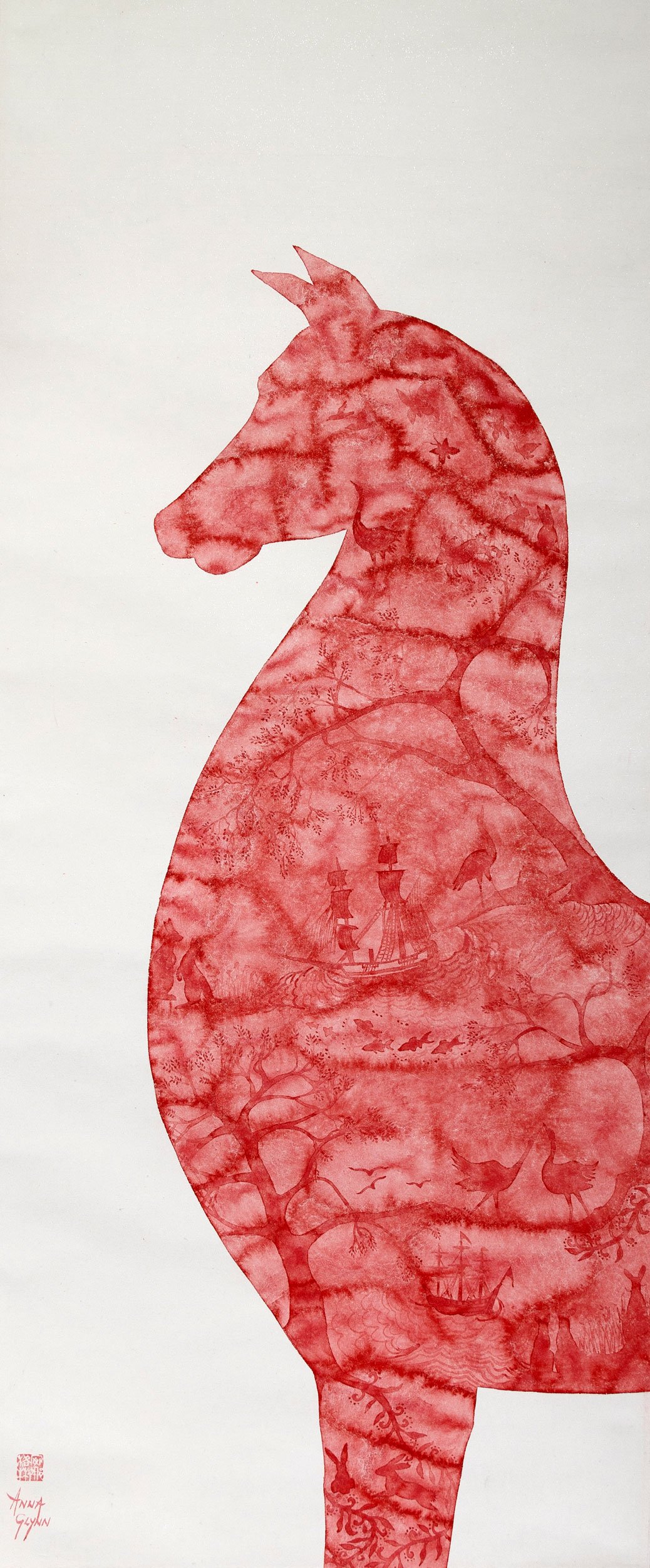 Red Australis
Ink on xuan paper
120 x 46 cm / 172 x 54 cm scroll
$6,200