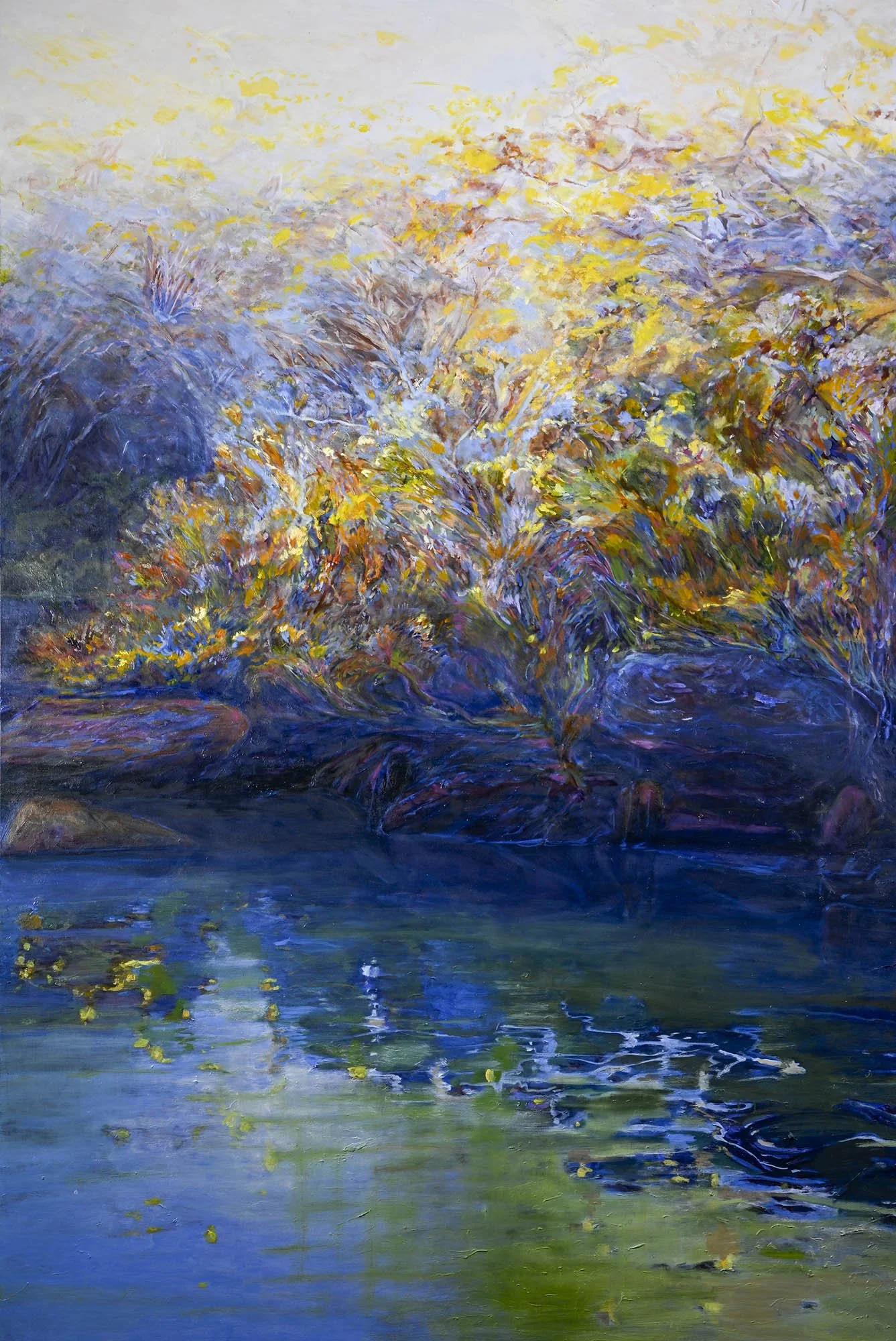 The Crossing 2
180 x 120 cm
oil & pigment on poly-cotton canvas
framed in Tassie Oak