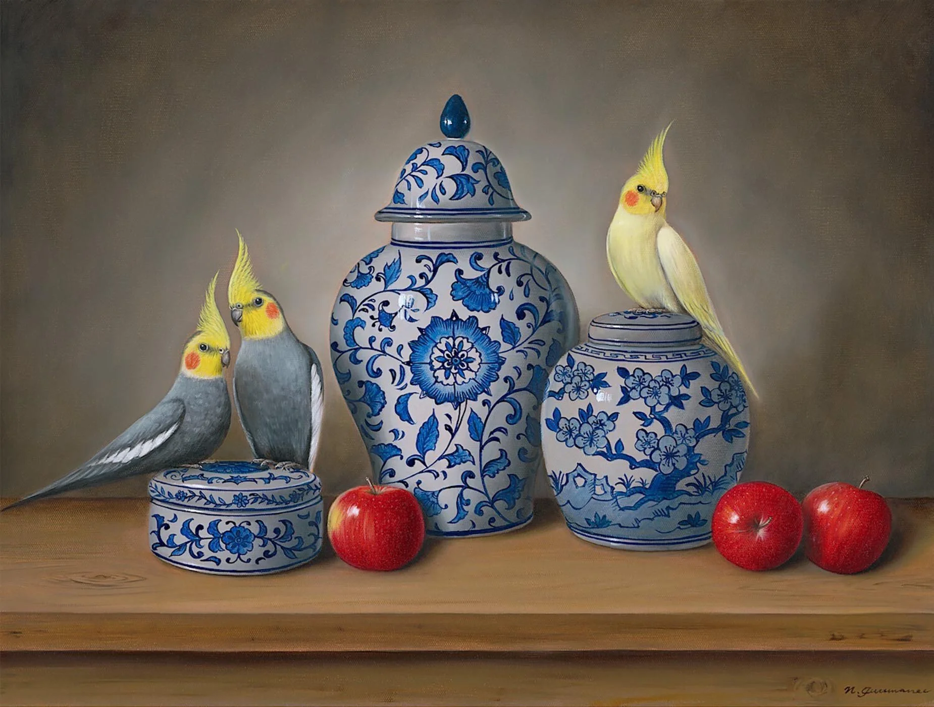 Two Canaries and Delft Blue Collection
oil on canvas
30 x 40 cm